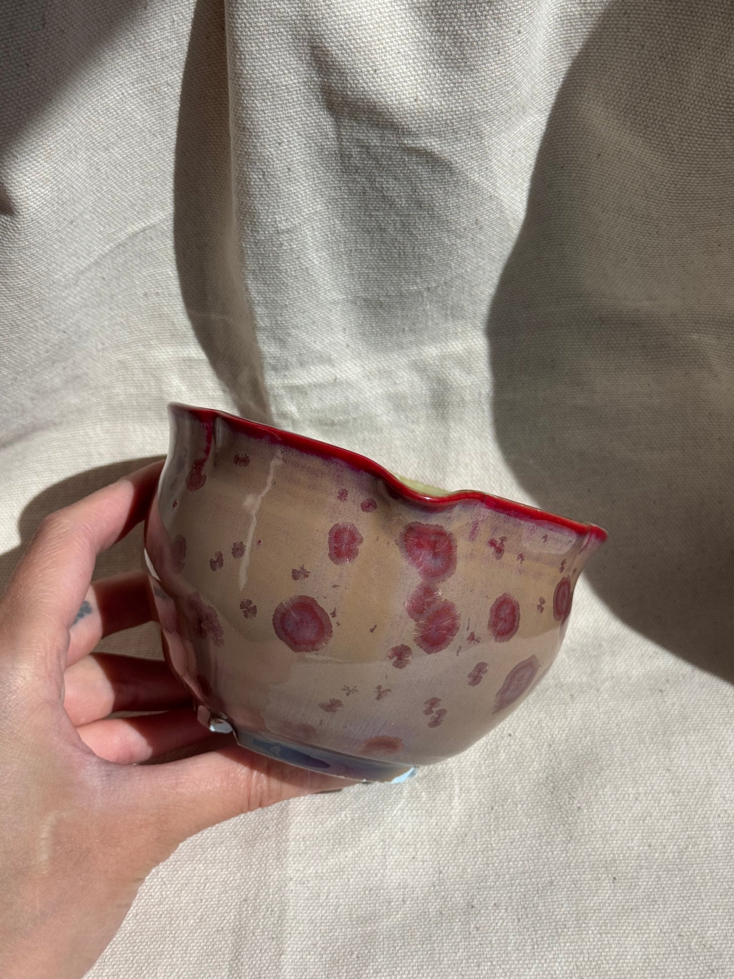 MATCHA BOWL 2 TONE BLUE BROWN DRIP FLORAL KATAKUCHI 🌸