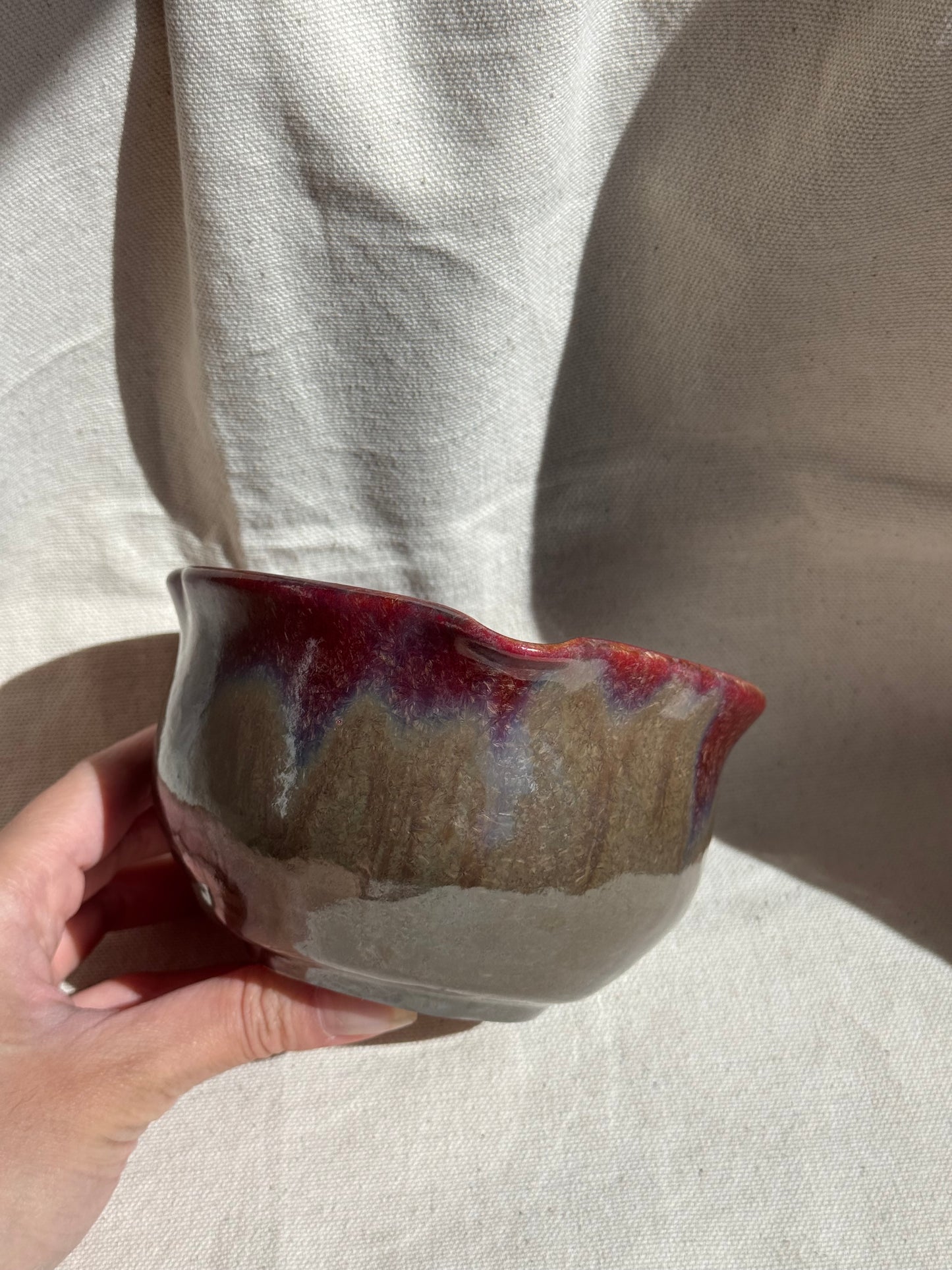 MATCHA BOWL BROWN RED FLORAL KATAKUCHI 🌸