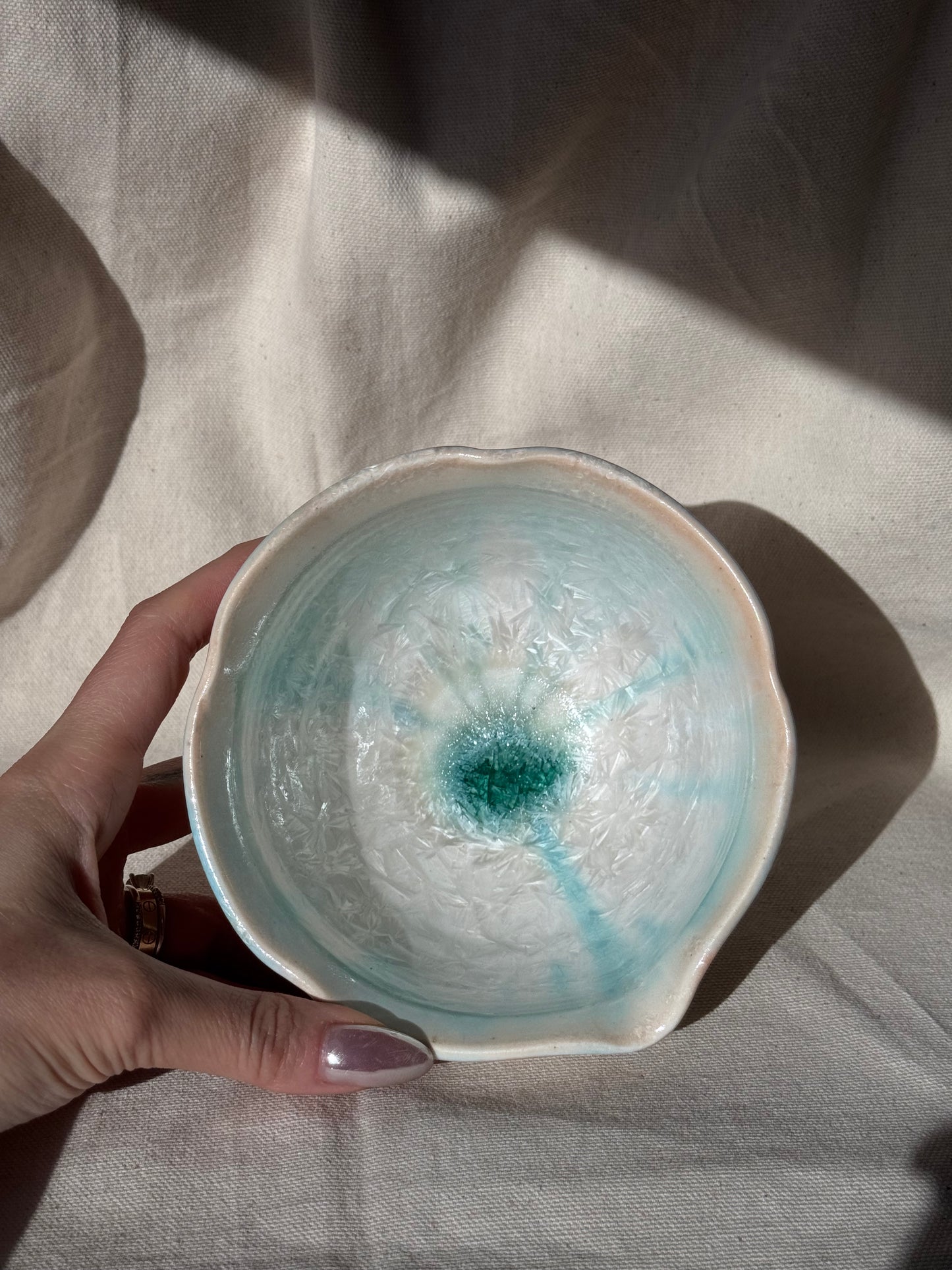 MATCHA BOWL WHITE BEIGE OMBRE FLORAL KATAKUCHI 🌸