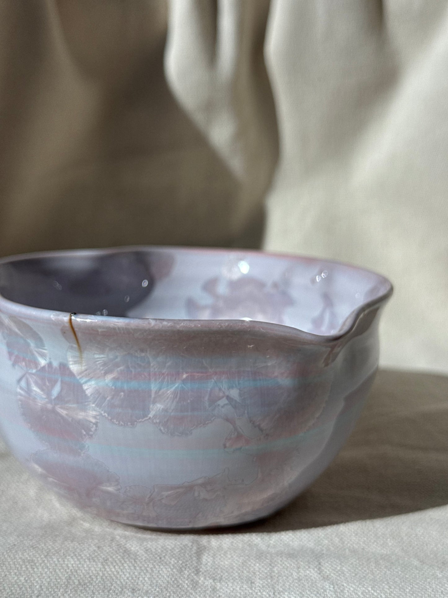 MATCHA BOWL BLUE PINK LILAC IRREGULAR KATAKUCHI 🌸