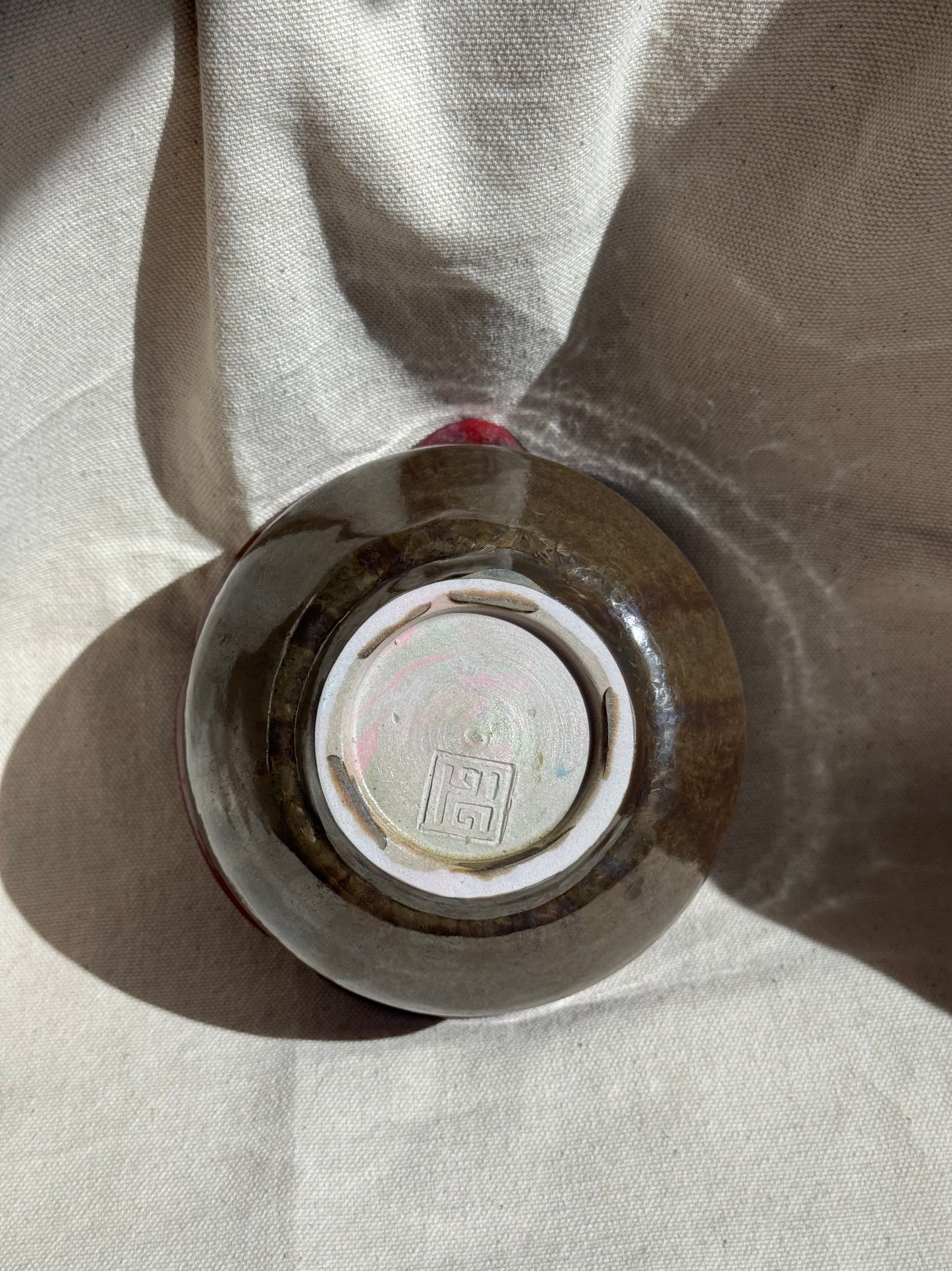 MATCHA BOWL BROWN RED FLORAL KATAKUCHI 🌸