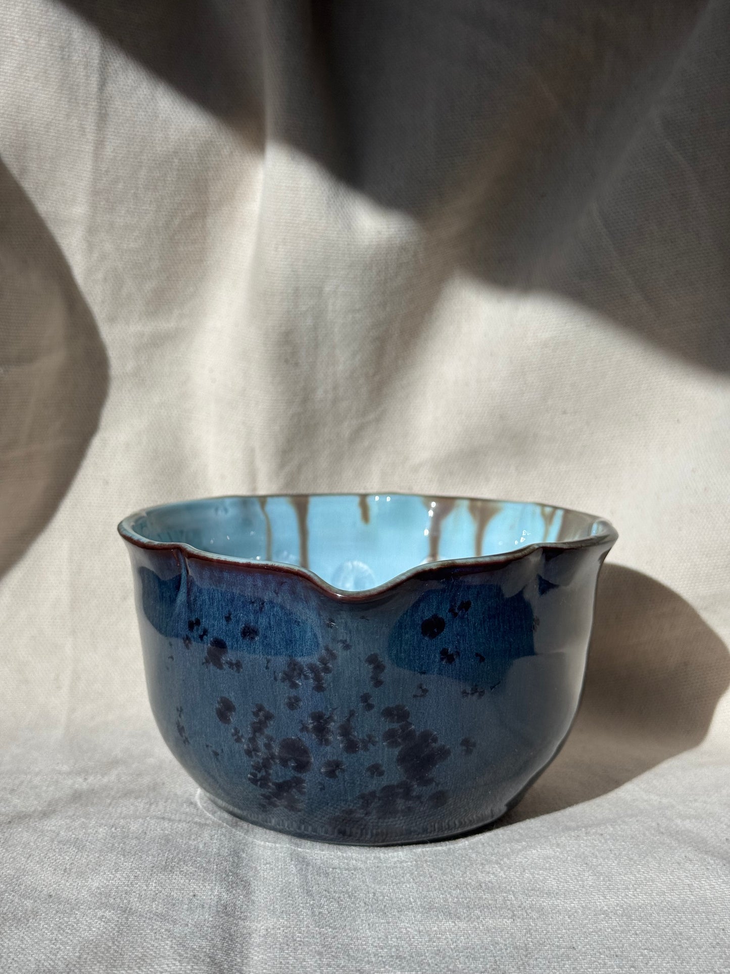 MATCHA BOWL 2 TONE BLUE DRIPPING FLORAL KATAKUCHI 🌸
