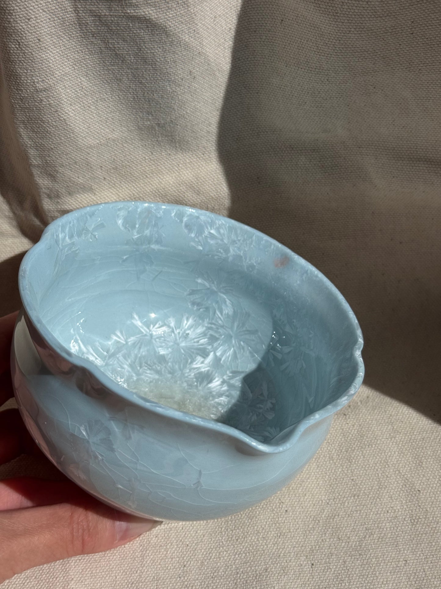 MATCHA BOWL BABY BLUE GLAZE FLORAL KATAKUCHI 🌸