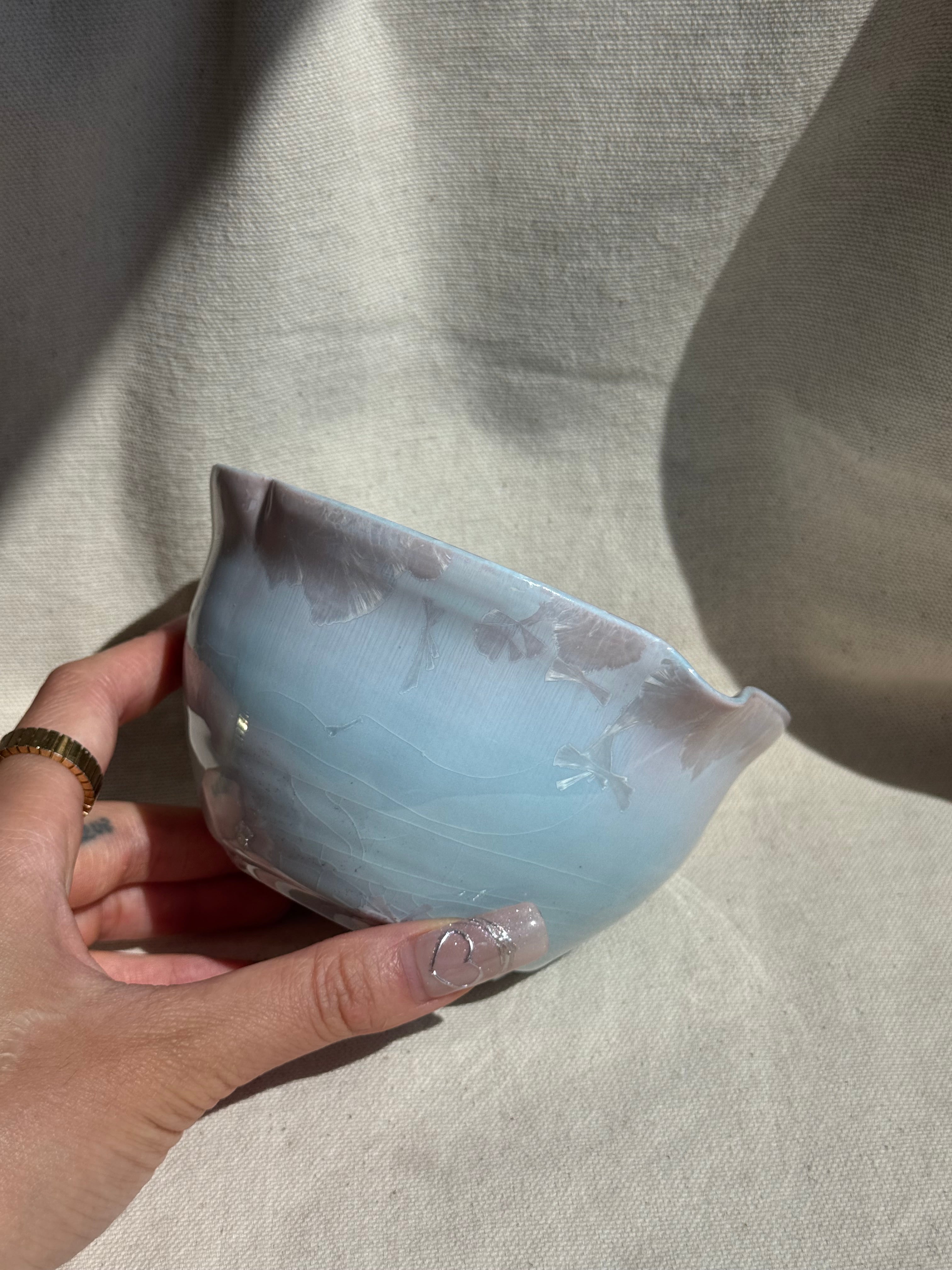 Matcha Bowl Blue Pink Ombre Floral Katakuchi - Thumbnail 4