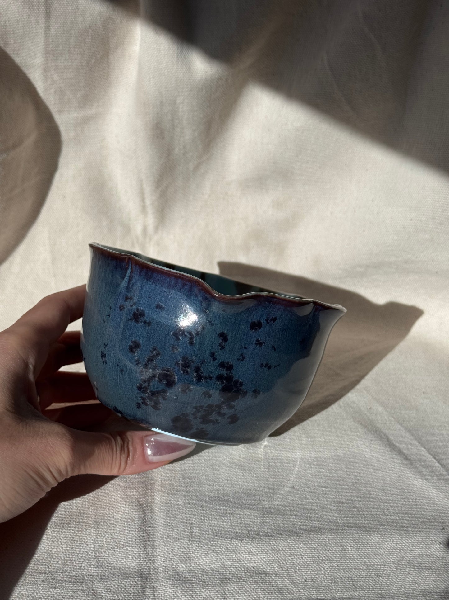 MATCHA BOWL 2 TONE BLUE DRIPPING FLORAL KATAKUCHI 🌸