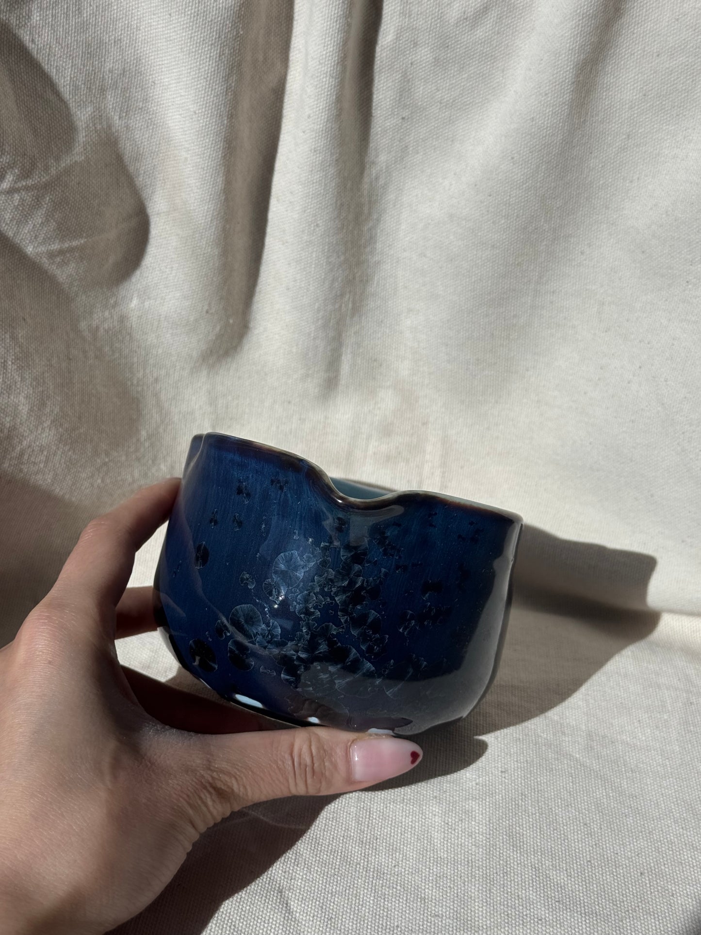 MATCHA BOWL 2 TONE BLUE IRREGULAR KATAKUCHI 🌸
