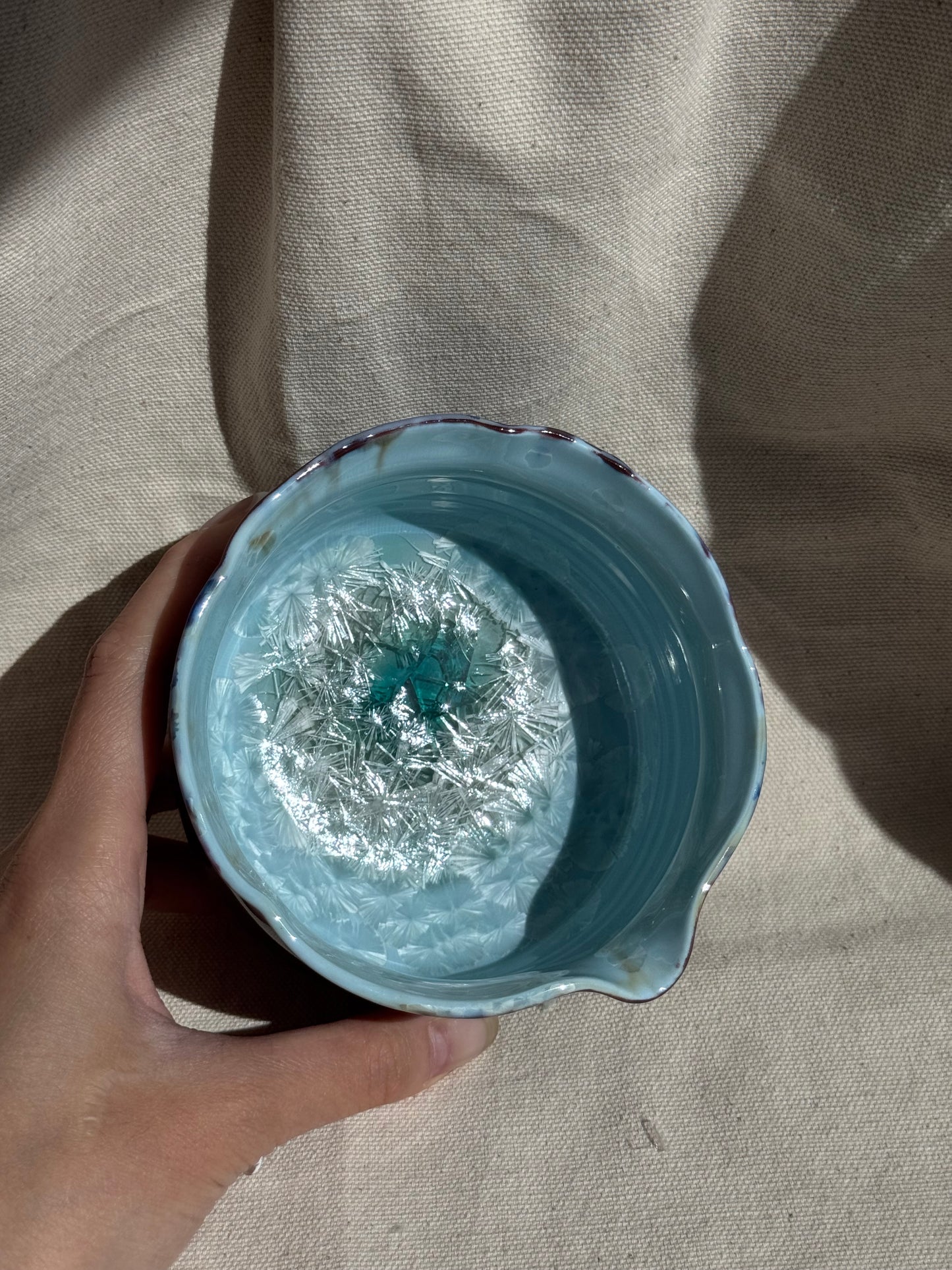 MATCHA BOWL 2 TONE BLUE BROWN FLORAL KATAKUCHI 🌸