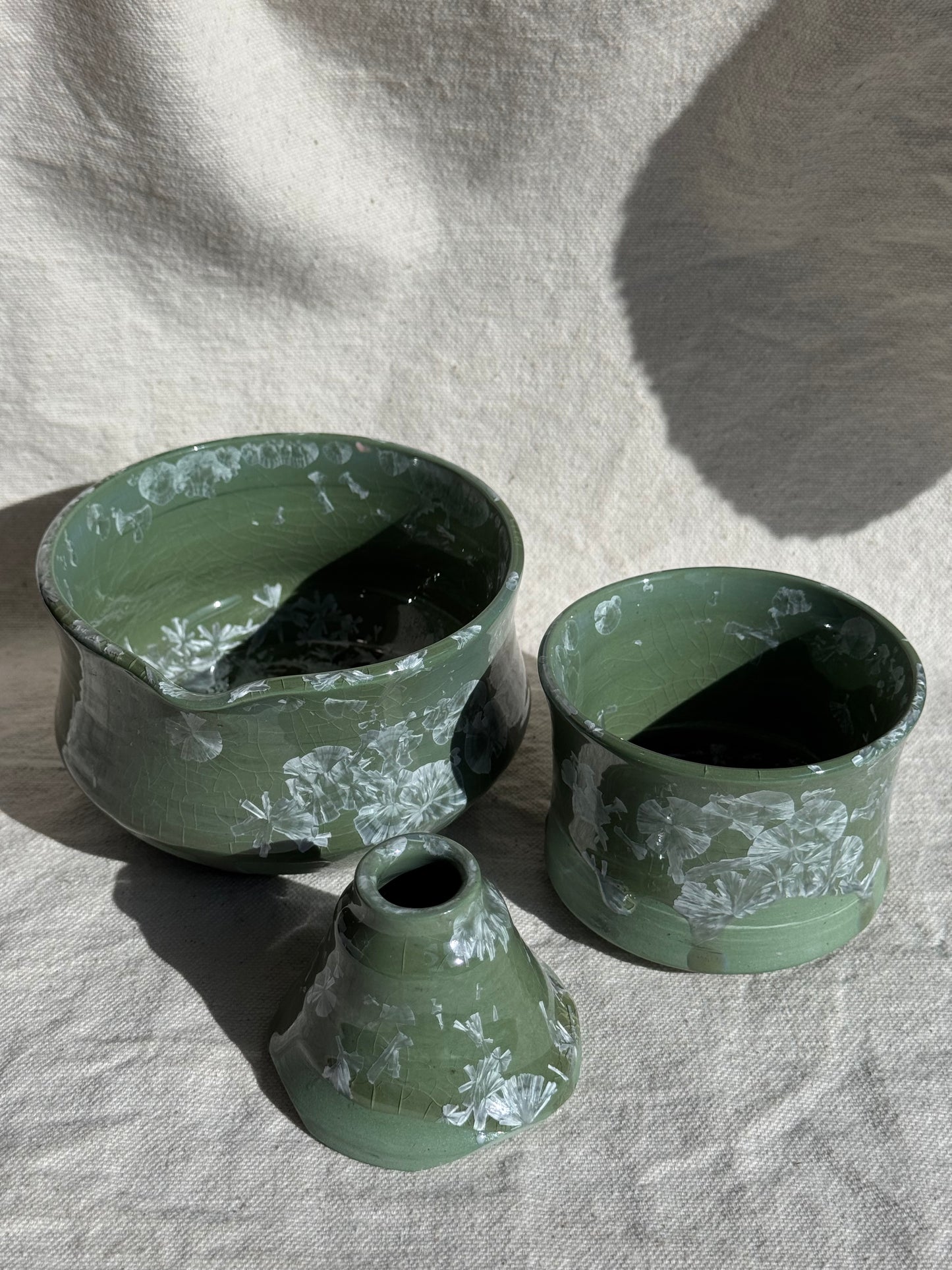 MATCHA BOWL GREEN GLAZE KATAKUCHI SET  🌸