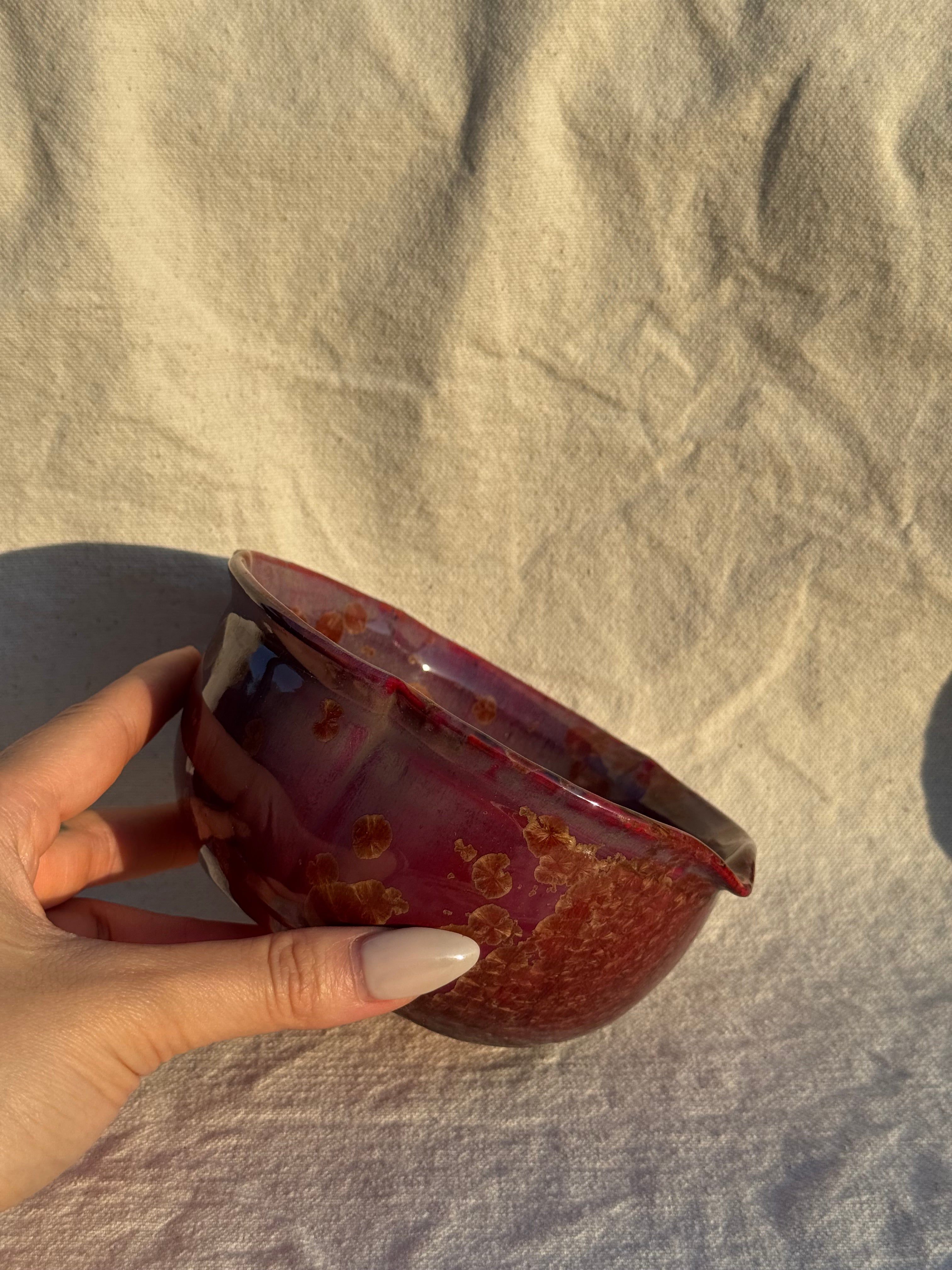 Matcha Bowl Floral Deep Purple Katakuchi - Thumbnail 3