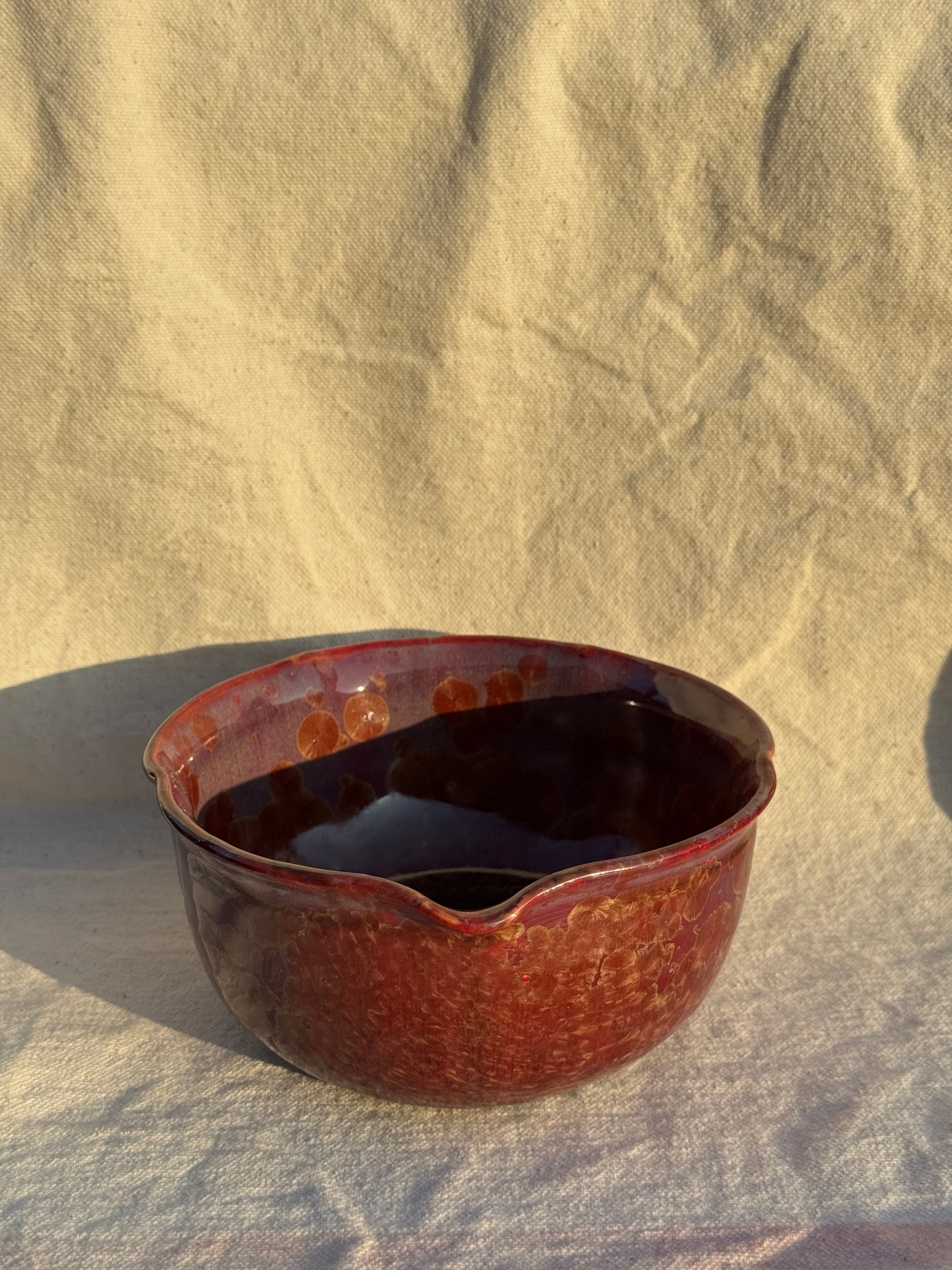 Matcha Bowl Floral Deep Purple Katakuchi - Thumbnail 2