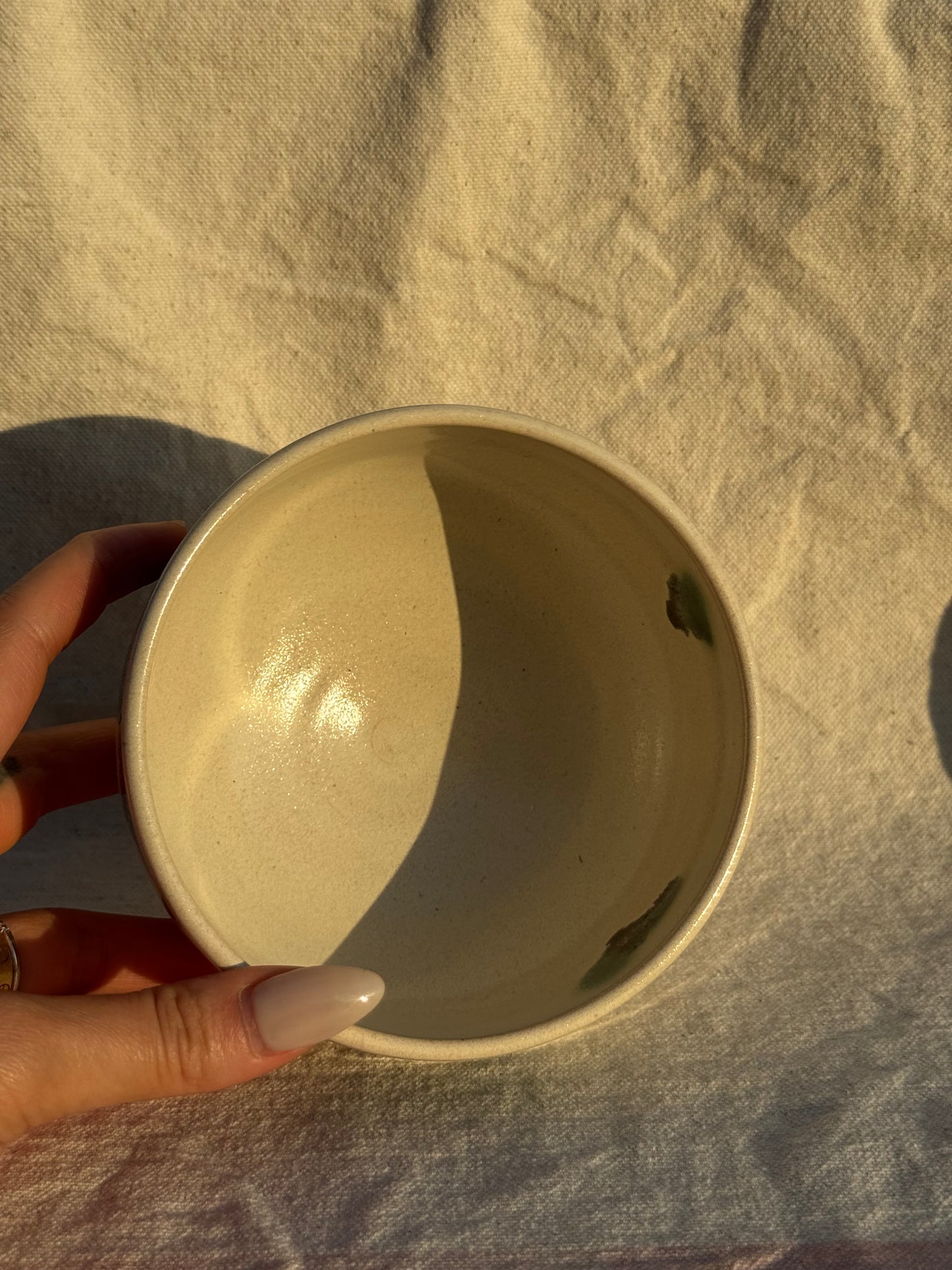 MATCHA BOWL KYO YAKI WHITE GREEN DRIPPING GLAZE 🌸