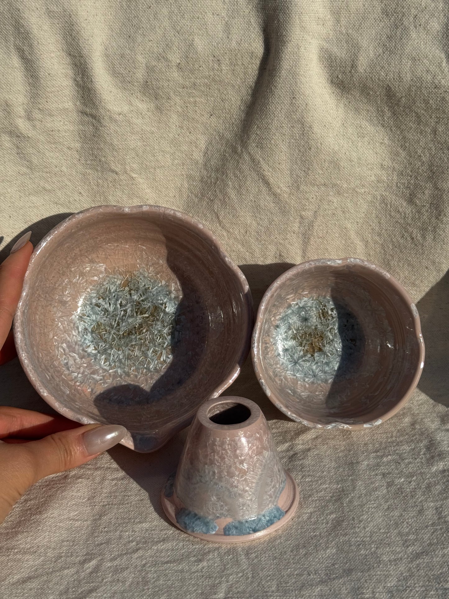 MATCHA BOWL CANDY GLAZE FLORAL KATAKUCHI SET 🌸