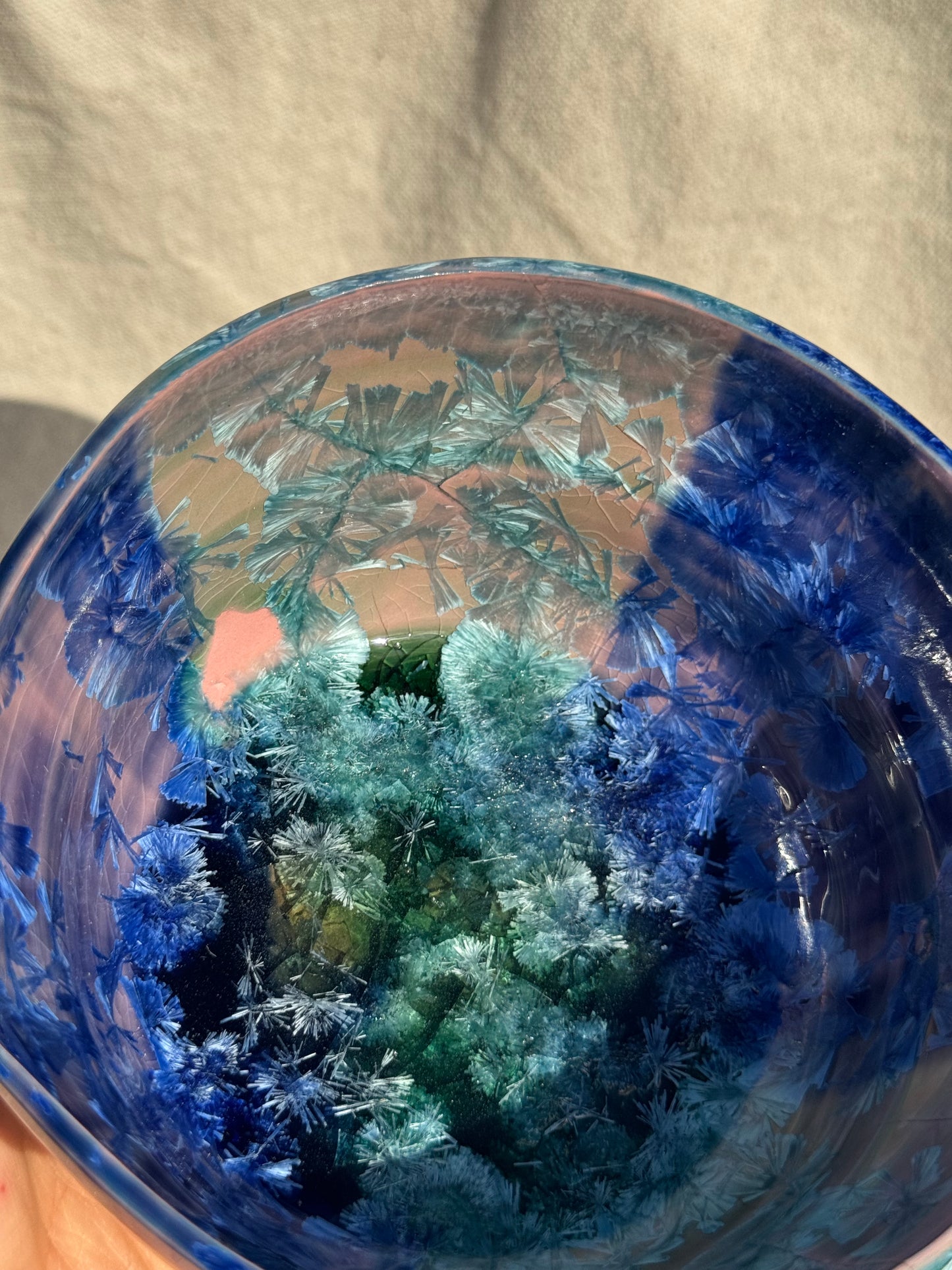 MATCHA BOWL MARBLE BLUE GLAZE KATAKUCHI 🌸