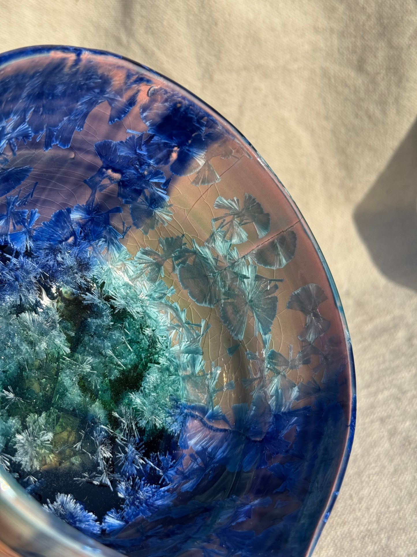 MATCHA BOWL MARBLE BLUE GLAZE KATAKUCHI 🌸