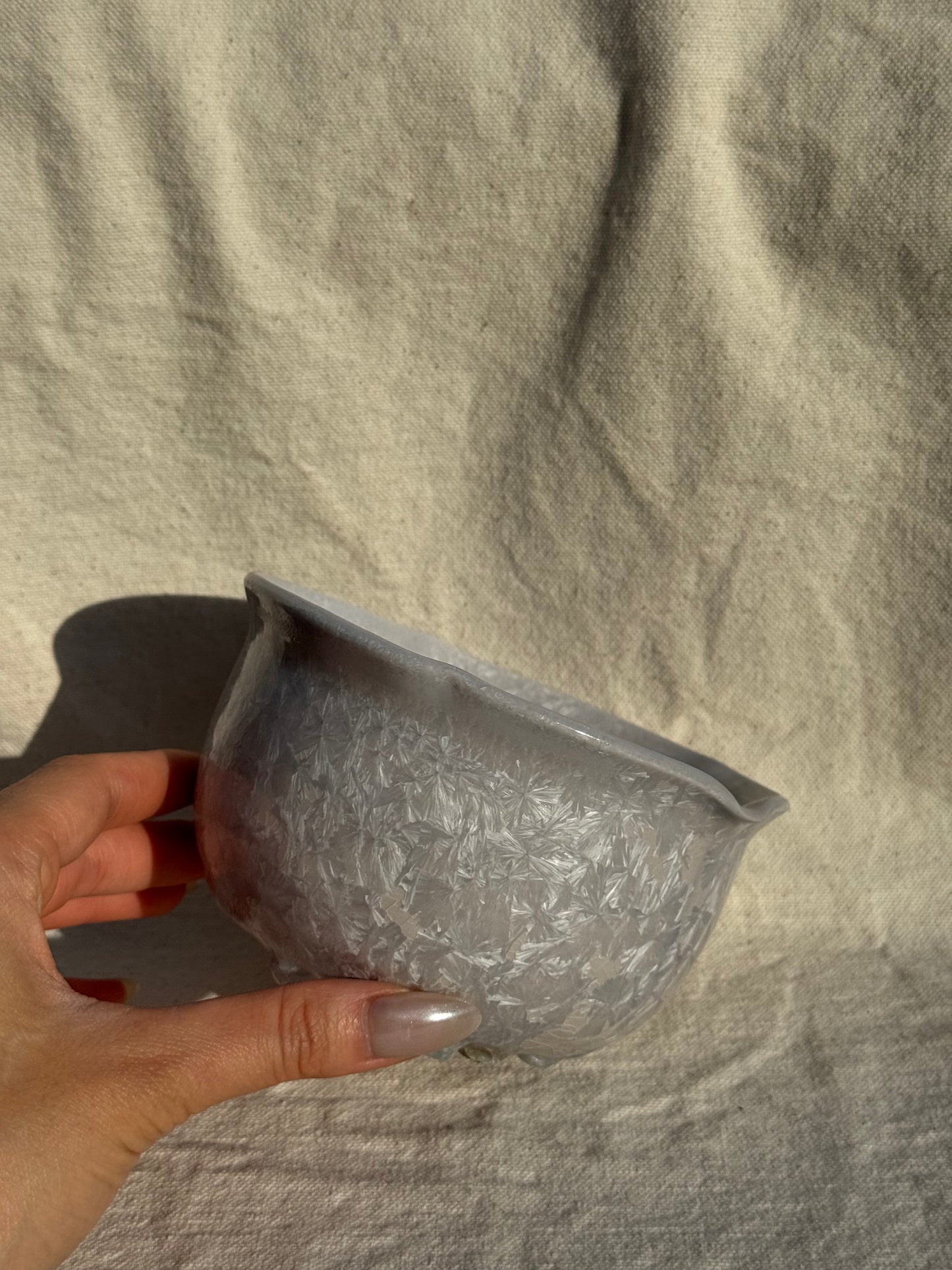 MATCHA BOWL ASHY GREY PEARL FLORAL KATAKUCHI 🌸