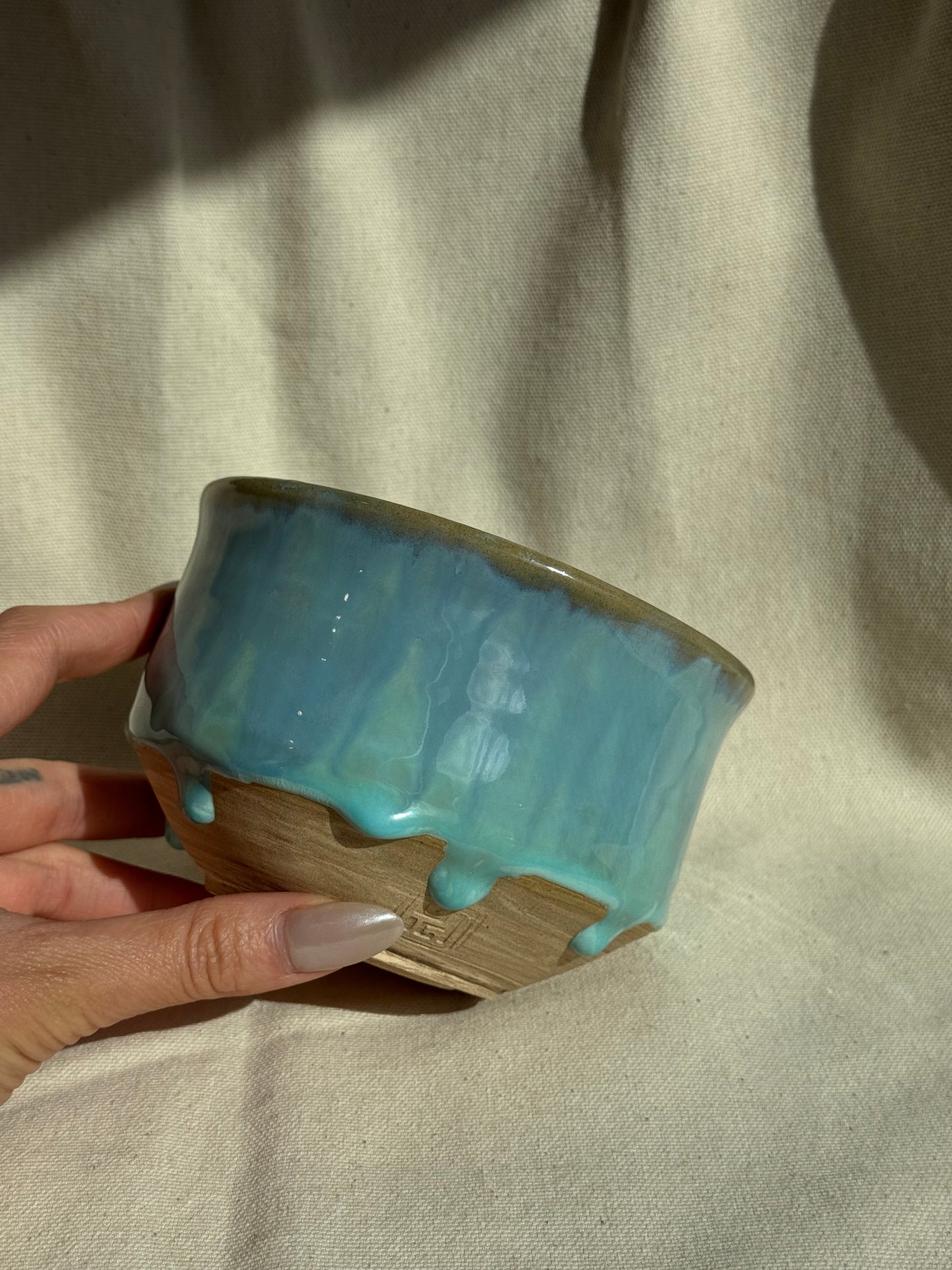 MATCHA BOWL DRIPPING BLUE GLAZE 🌸