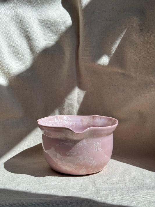 MATCHA BOWL FLORAL PINK GLAZE KATAKUCHI 🌸