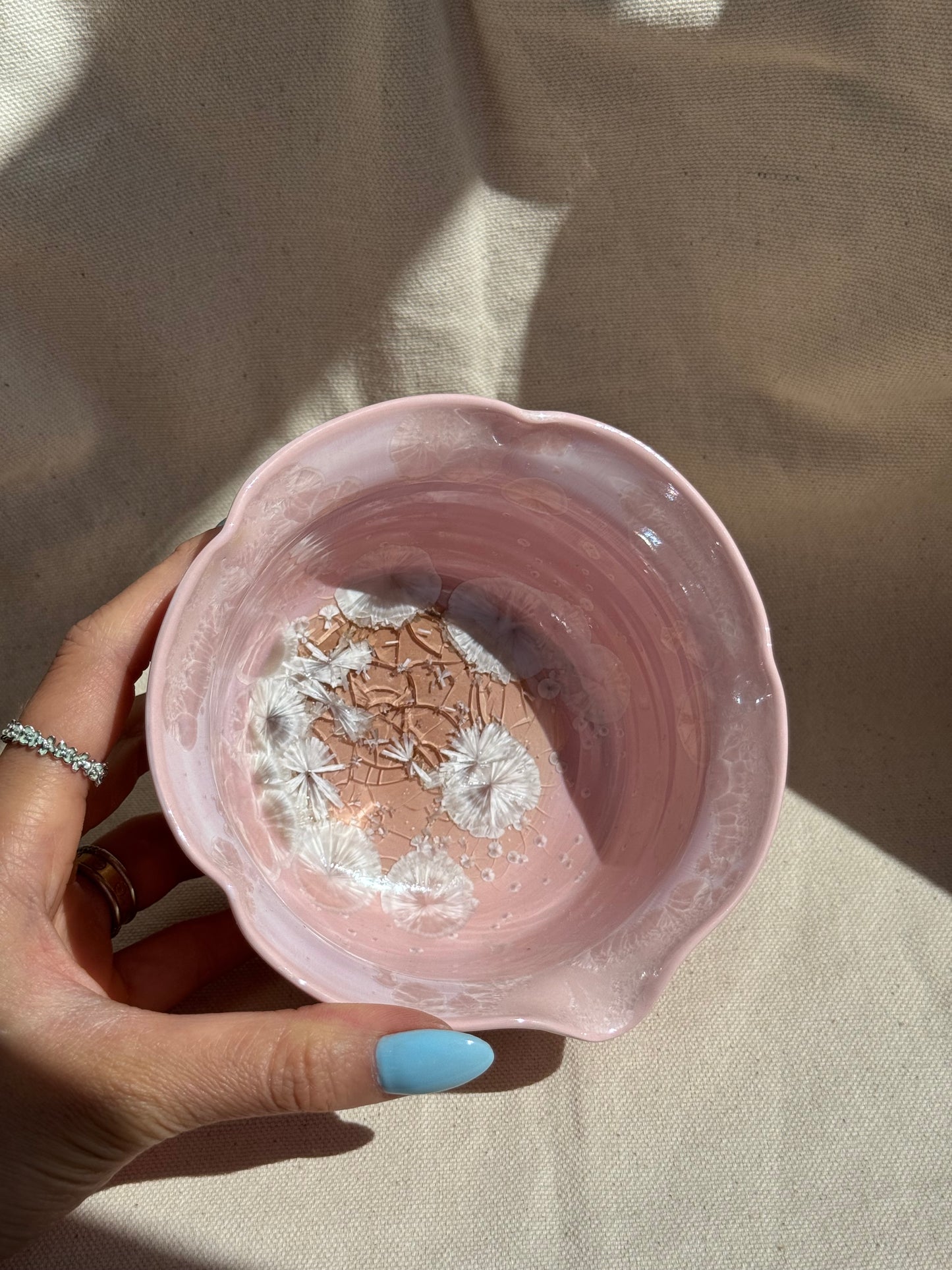 MATCHA BOWL FLORAL PINK GLAZE KATAKUCHI 🌸