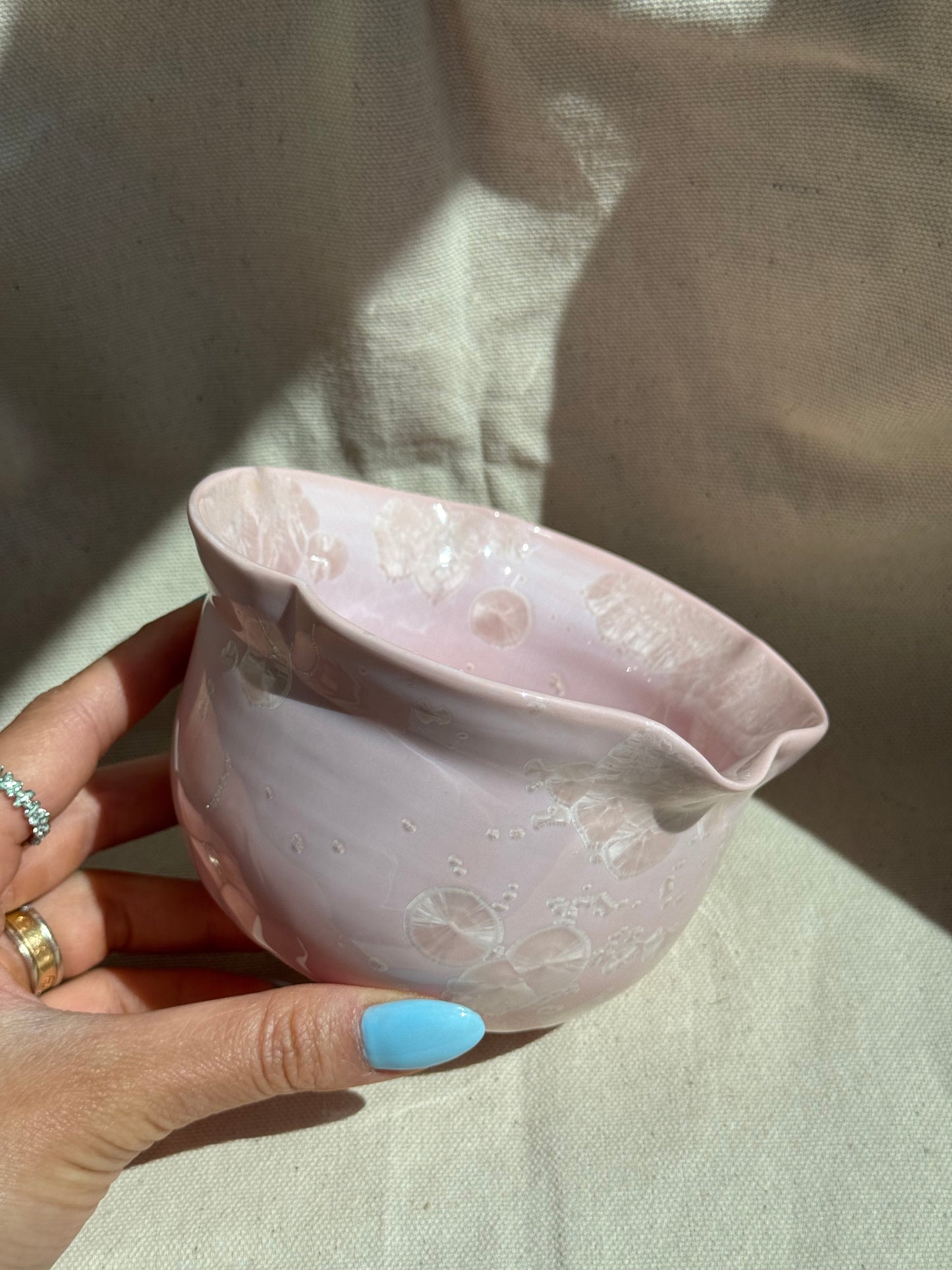 MATCHA BOWL FLORAL PINK GLAZE KATAKUCHI 🌸
