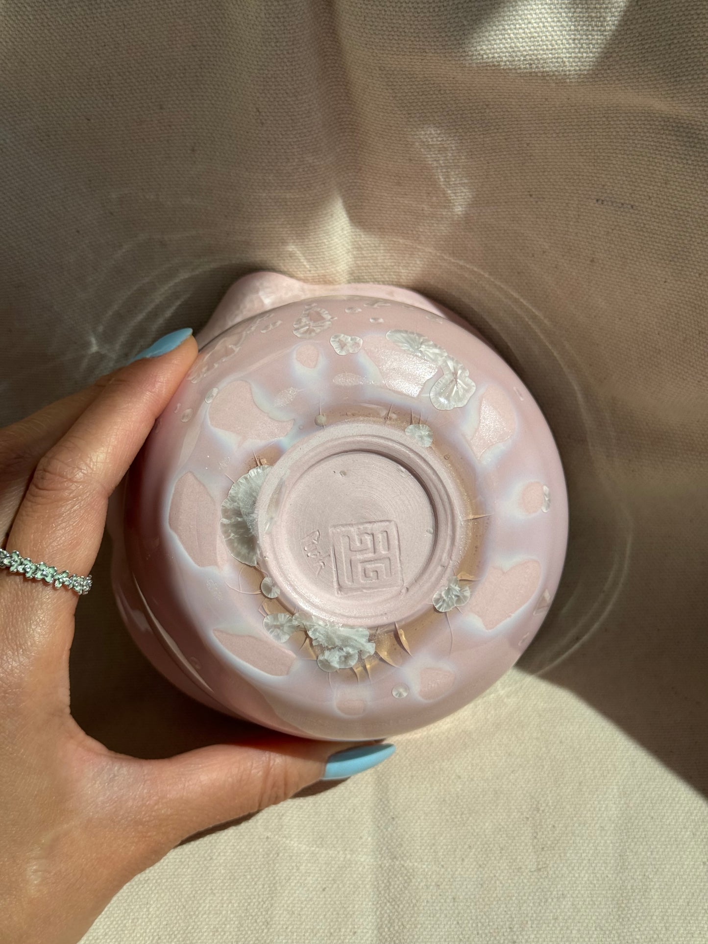 MATCHA BOWL FLORAL PINK GLAZE KATAKUCHI 🌸
