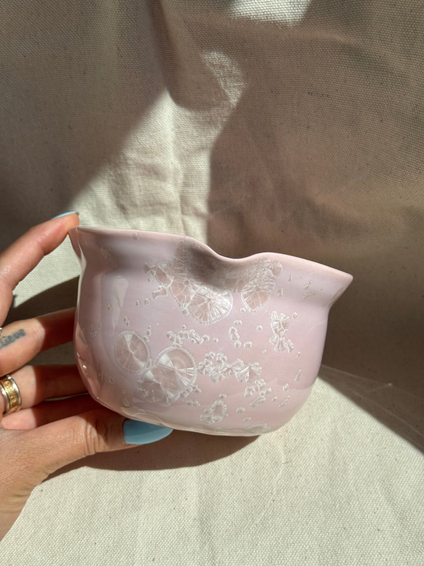 MATCHA BOWL FLORAL PINK GLAZE KATAKUCHI 🌸