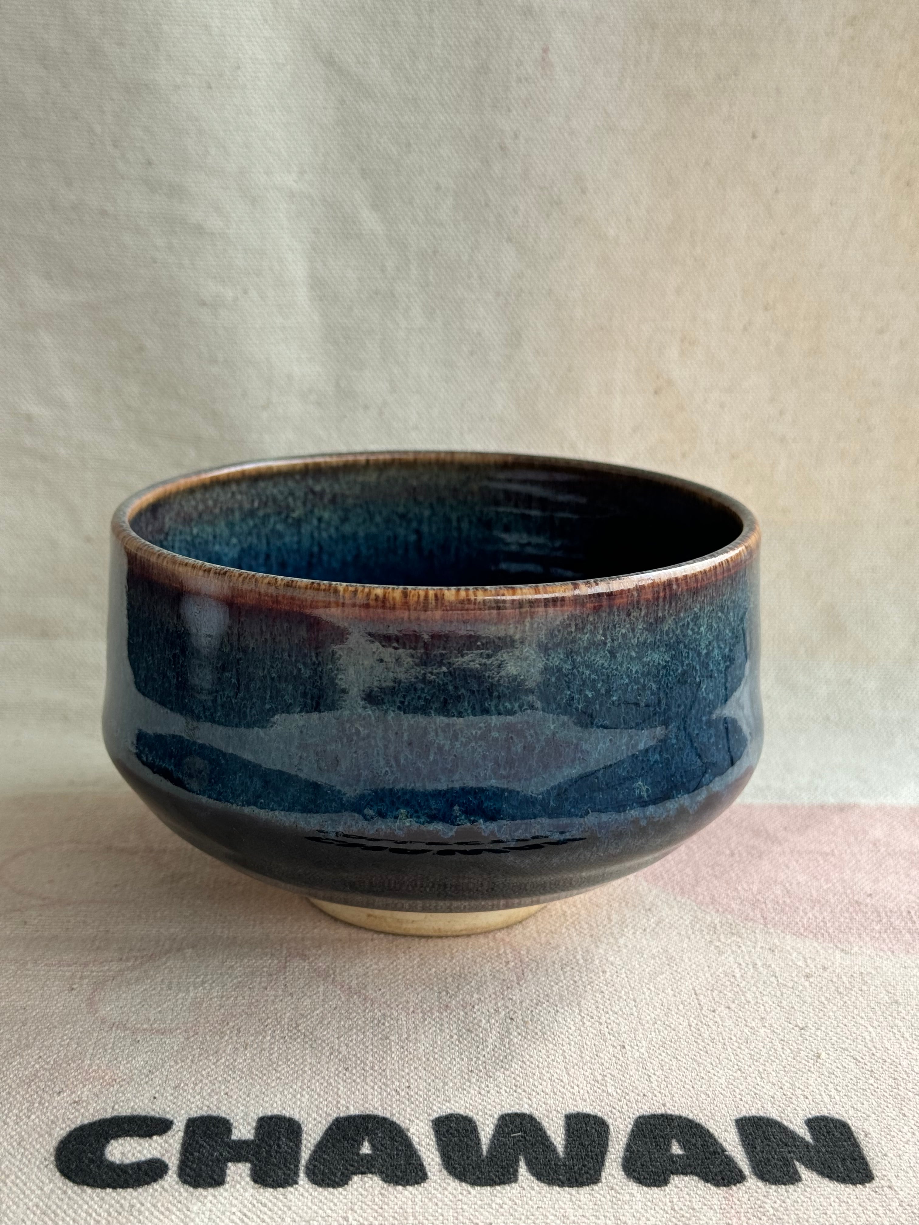 Kyo Yaki Deep Blue Glaze Bowl - Thumbnail 3