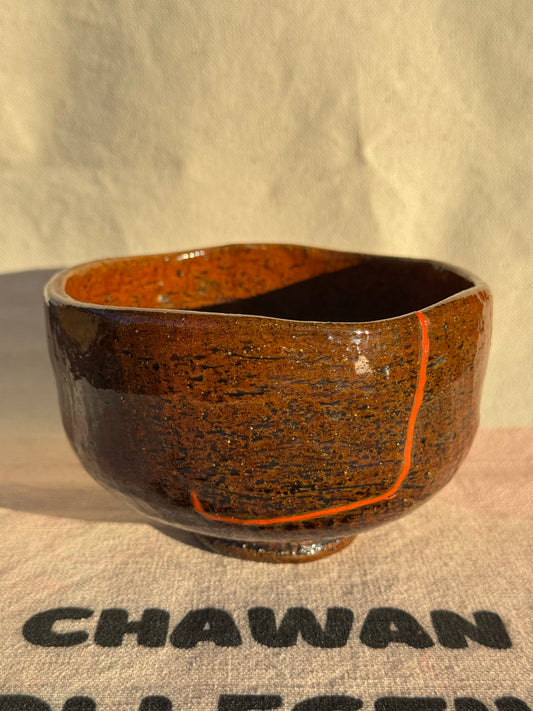 MATCHA TEA BOWL OHI RAKU BROWN CHOCO GLAZE 🌸