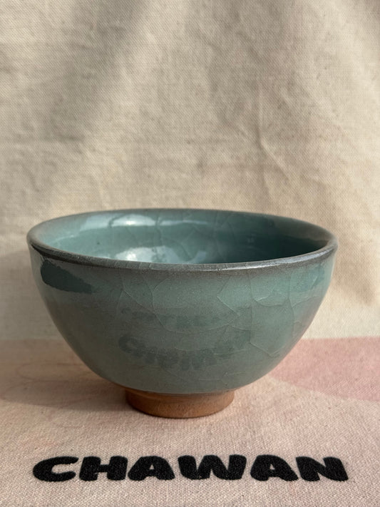 MATCHA BOWL GREEN BLUE CRACK GLAZE 🌸