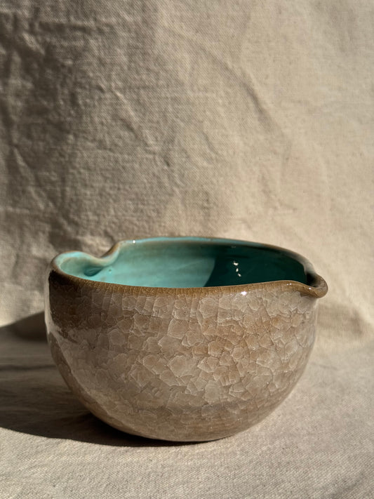 MATCHA BOWL 2 TONES ICY BLUE CRACK GLAZE KATAKUCHI 🌸