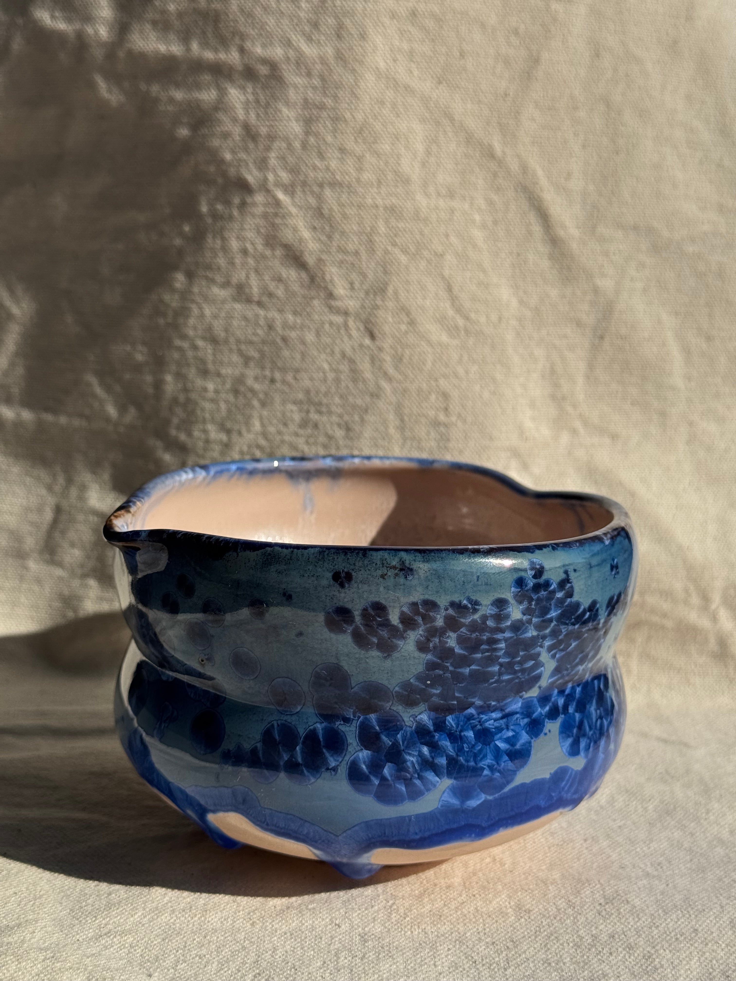 Matcha Bowl 2 Tones Hourglass Blue Love Katakuchi - Thumbnail 2