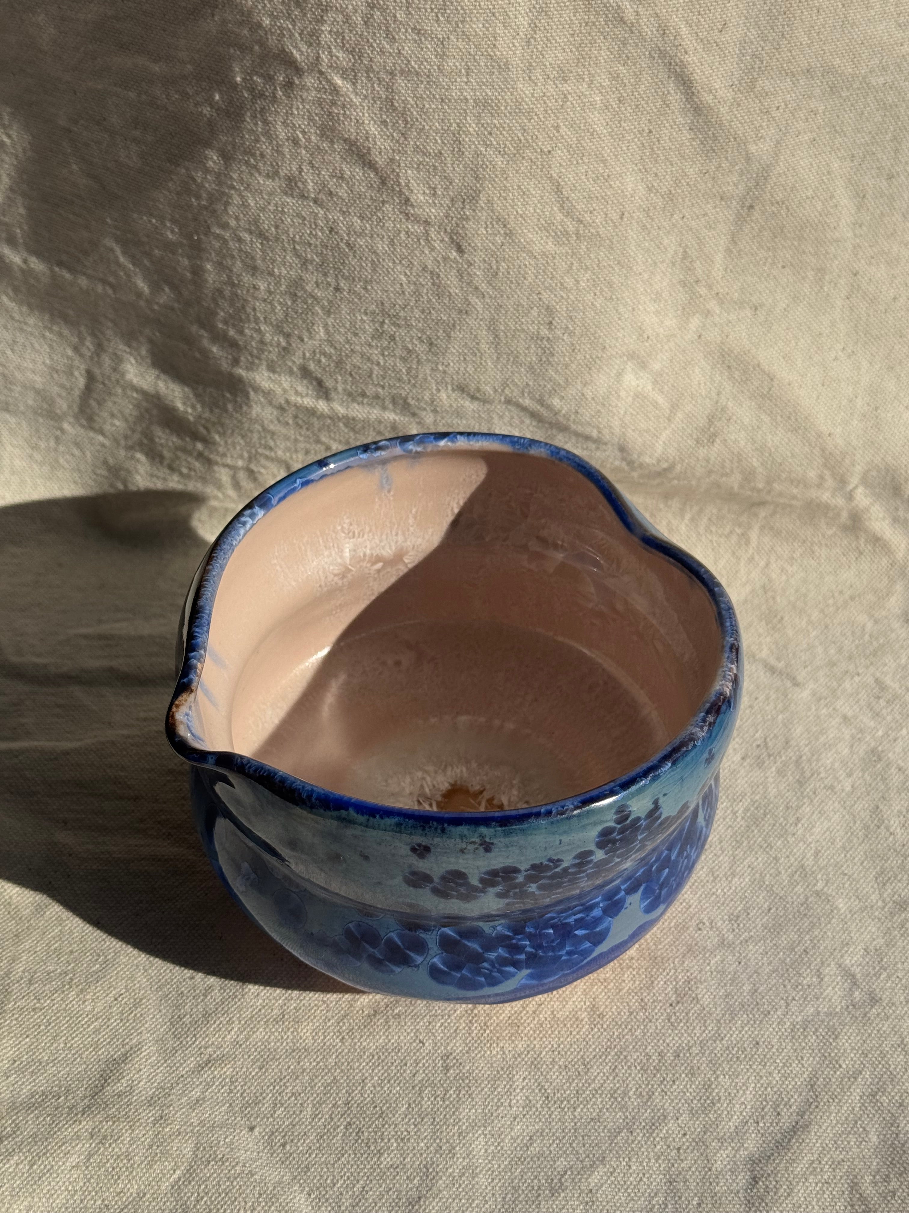 Matcha Bowl 2 Tones Hourglass Blue Love Katakuchi