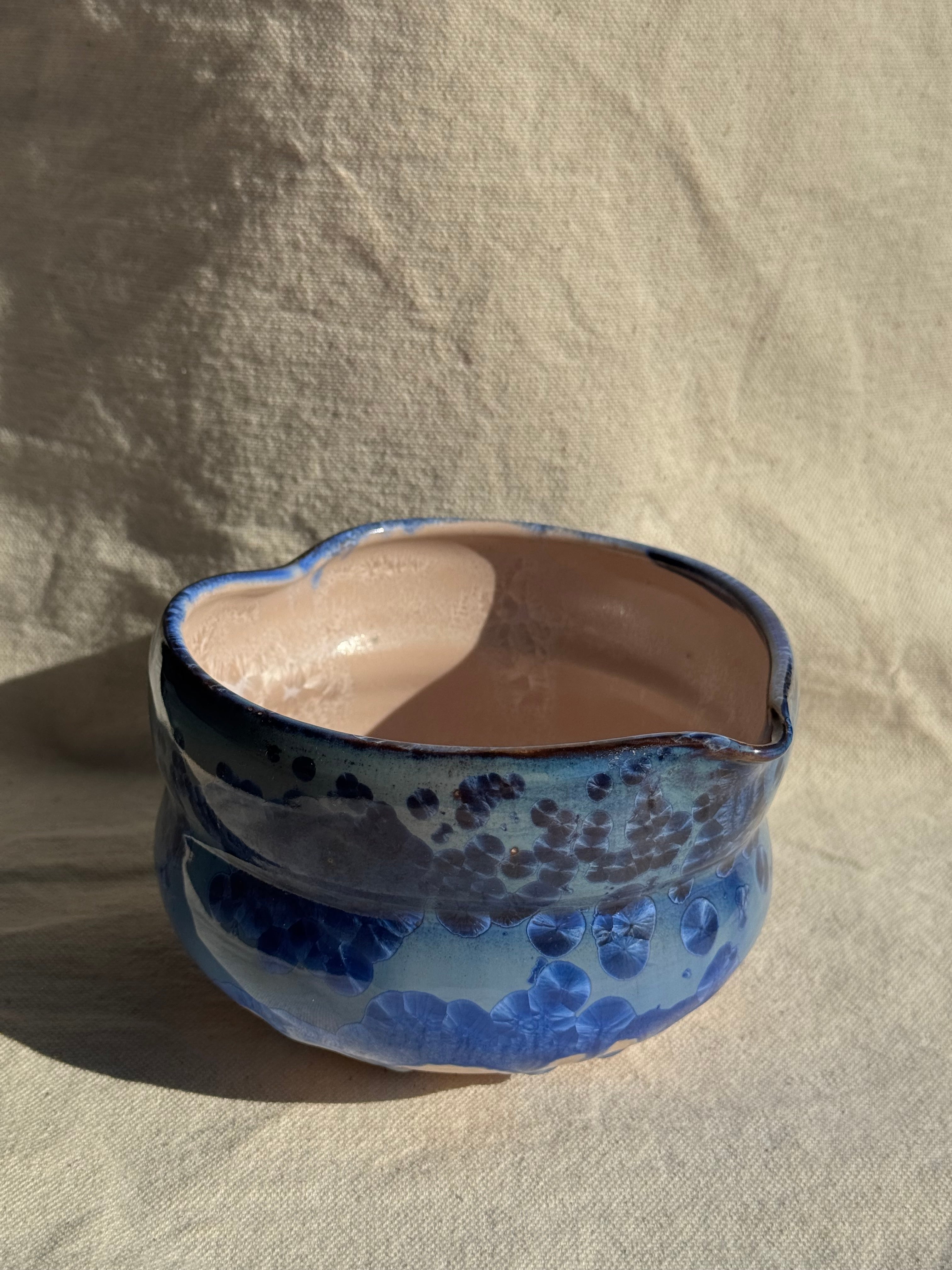 Matcha Bowl 2 Tones Hourglass Blue Love Katakuchi - Thumbnail 4