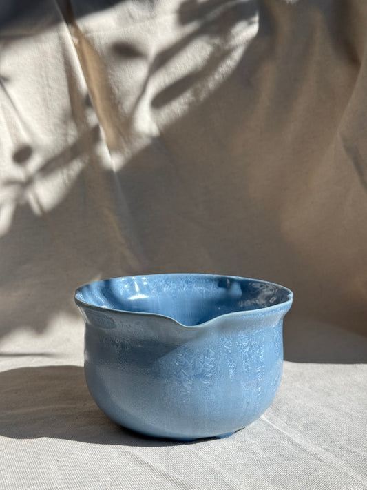 MATCHA BOWL FLORAL COOL BLUE GLAZE KATAKUCHI 🌸
