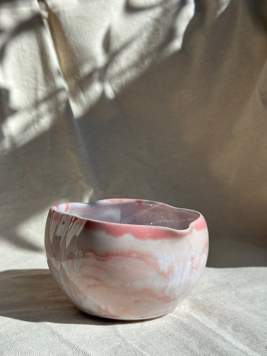 MATCHA BOWL IRREGULAR PALE PINK DRIPPING GLAZE KATAKUCHI 🌸
