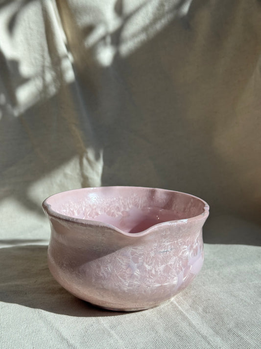 MATCHA BOWL FLORAL MATTE BABY PINK GLAZE KATAKUCHI 🌸
