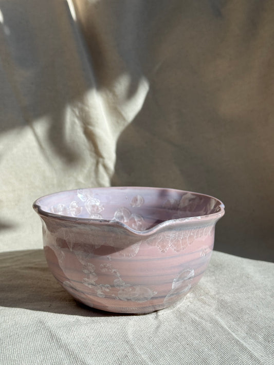 MATCHA BOWL FLORAL PURPLE PINK MARBLE GLAZE KATAKUCHI 🌸