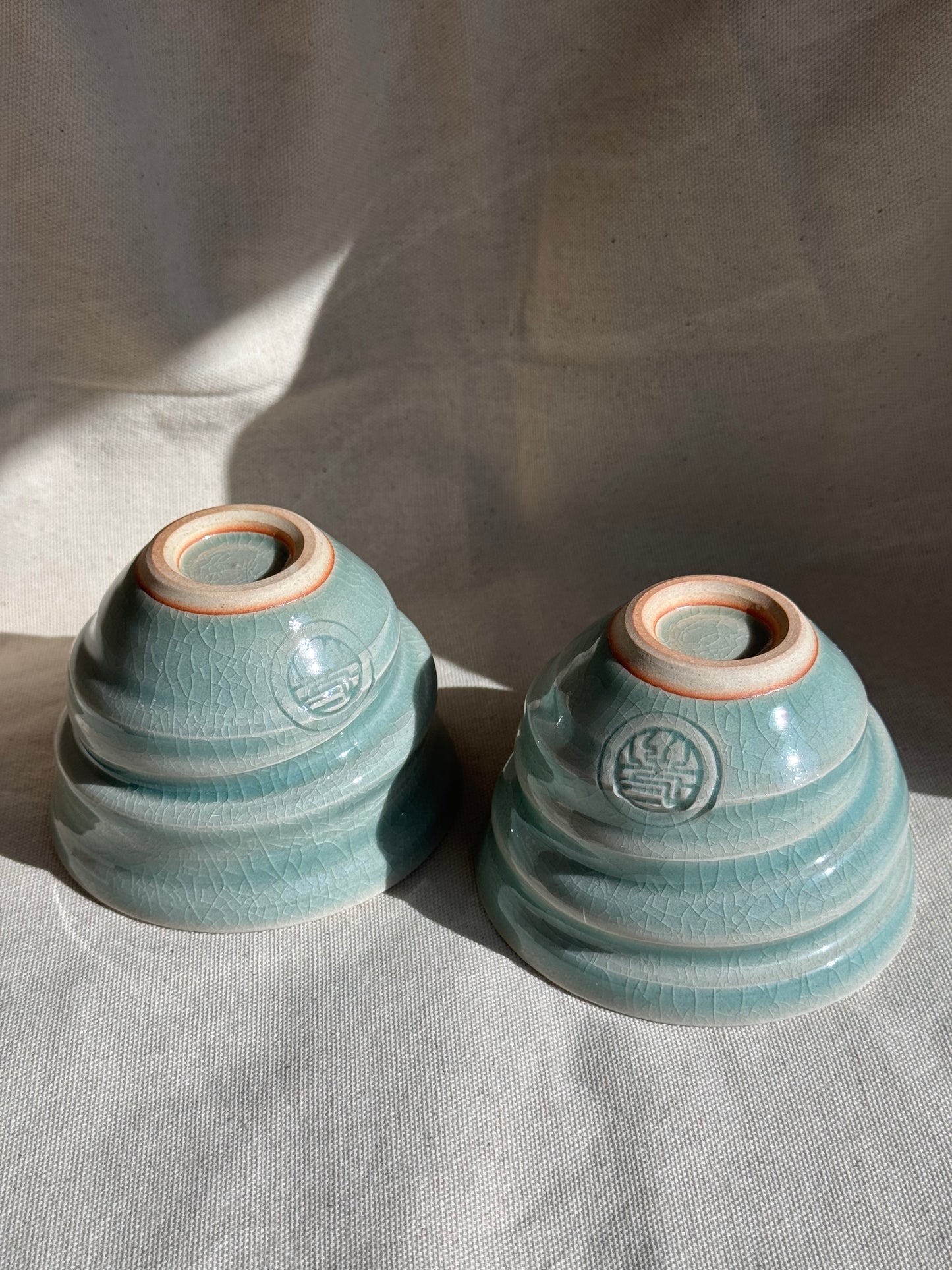 NINSHU CELADON BLUE GLAZE TEA CUPS SET 🌸