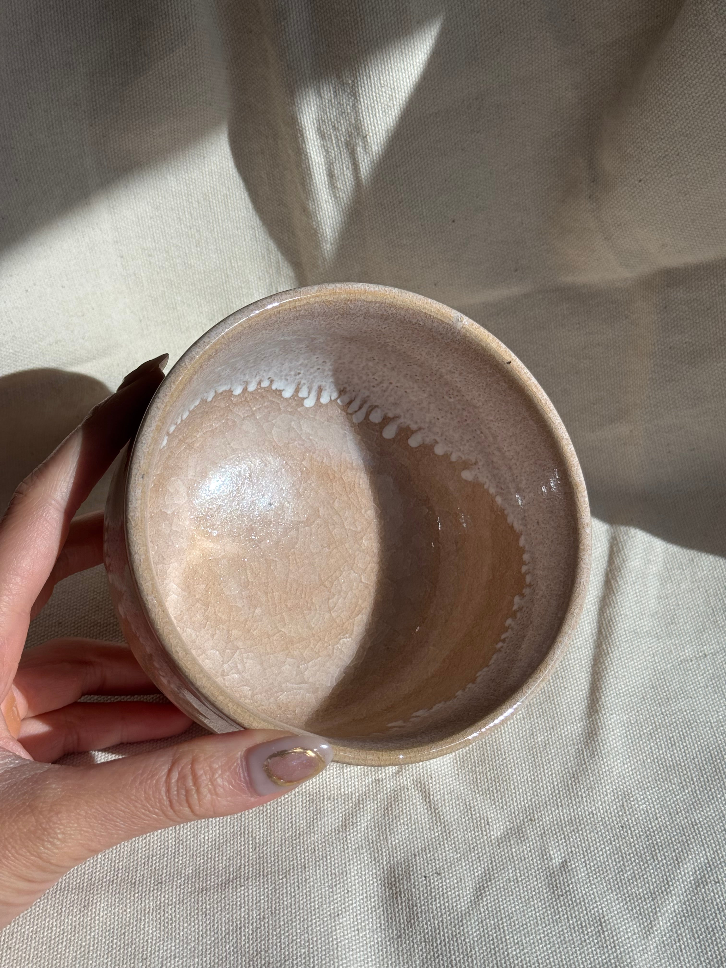 Matcha Bowl Hagi Yaki Dripping Crack Glaze - Thumbnail 5