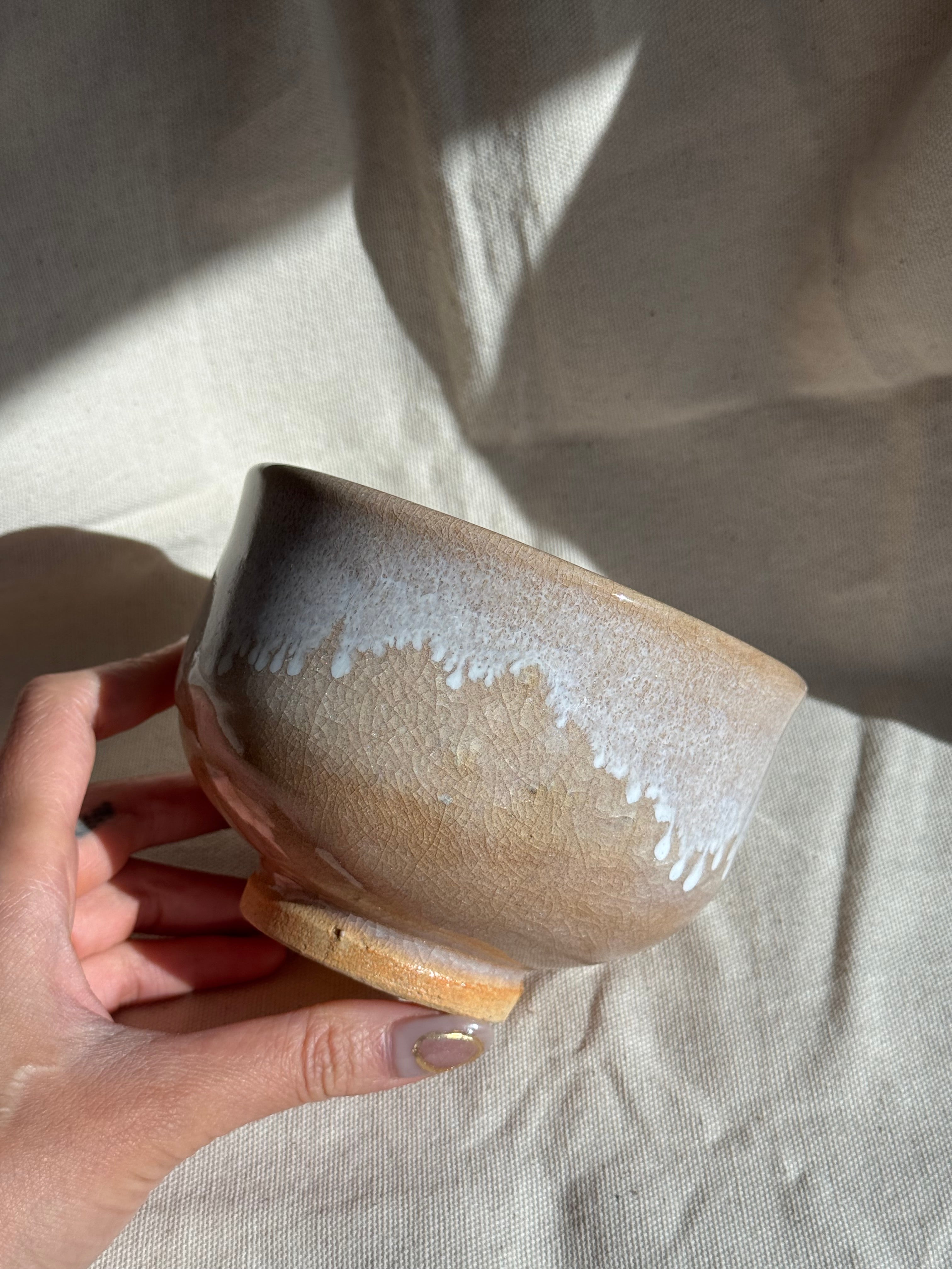Matcha Bowl Hagi Yaki Dripping Crack Glaze - Thumbnail 4
