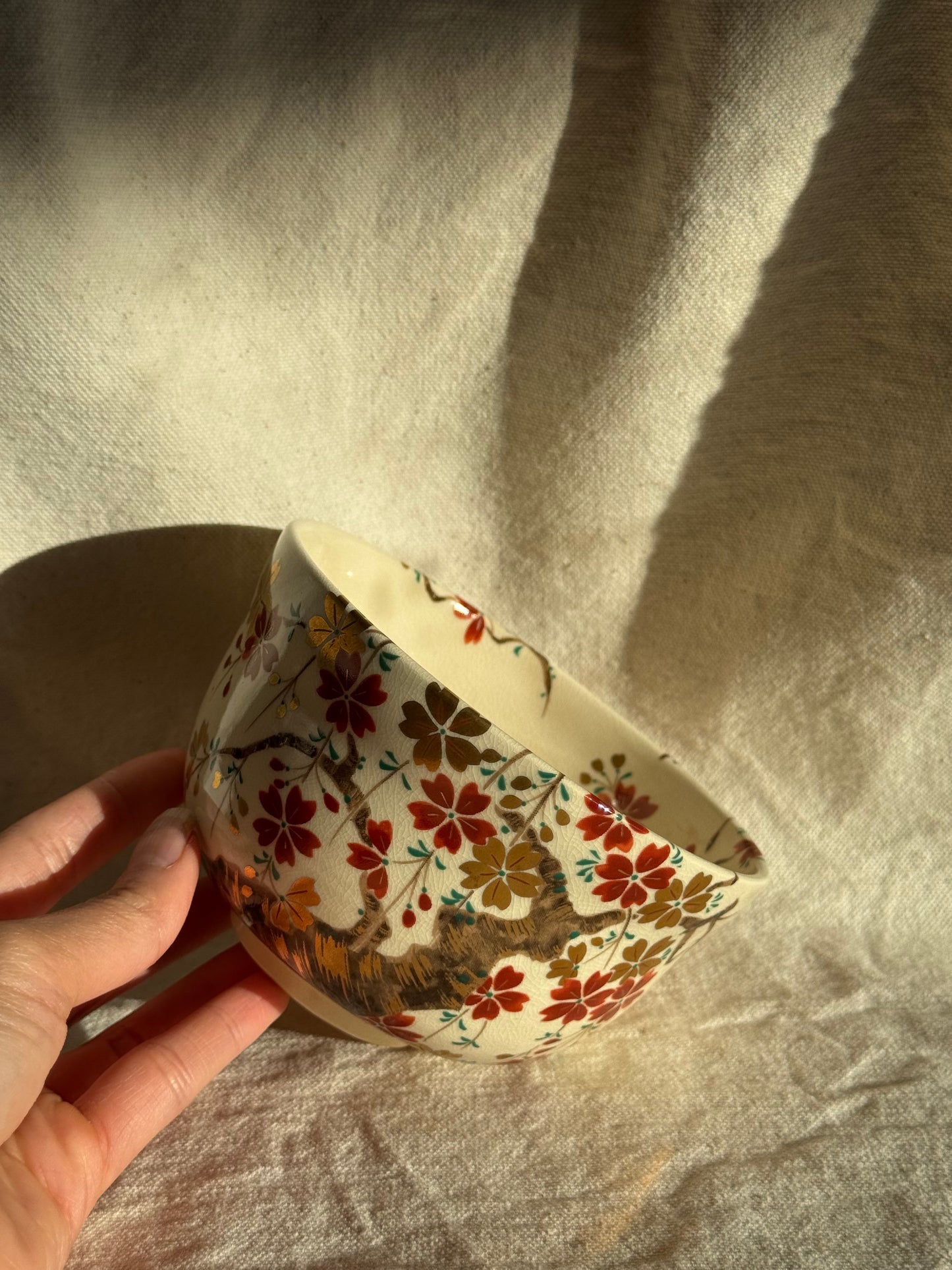 MATCHA TEA BOWL KYO YAKI EDAHANA SAKURA HAND PAINTED 🌸