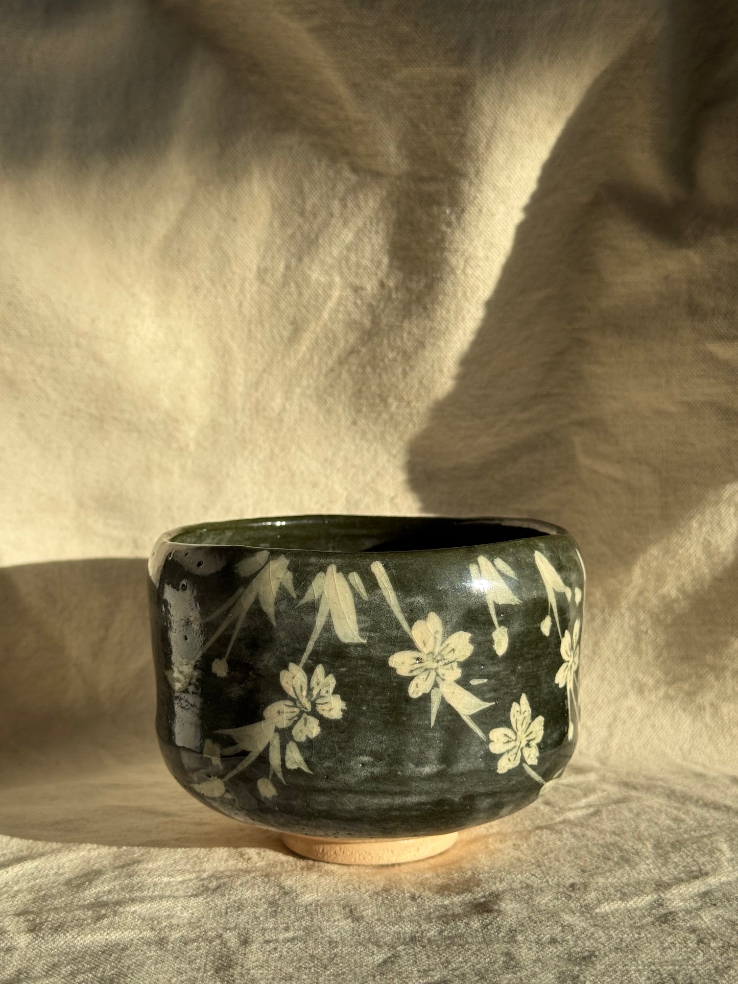 MATCHA BOWL RAKU SAKURA GREEN GLAZE 🌸