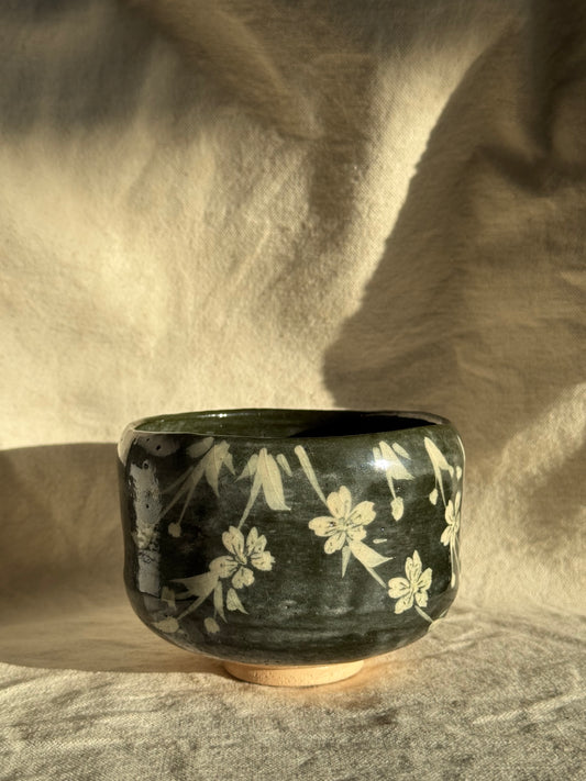 MATCHA BOWL RAKU SAKURA GREEN GLAZE 🌸