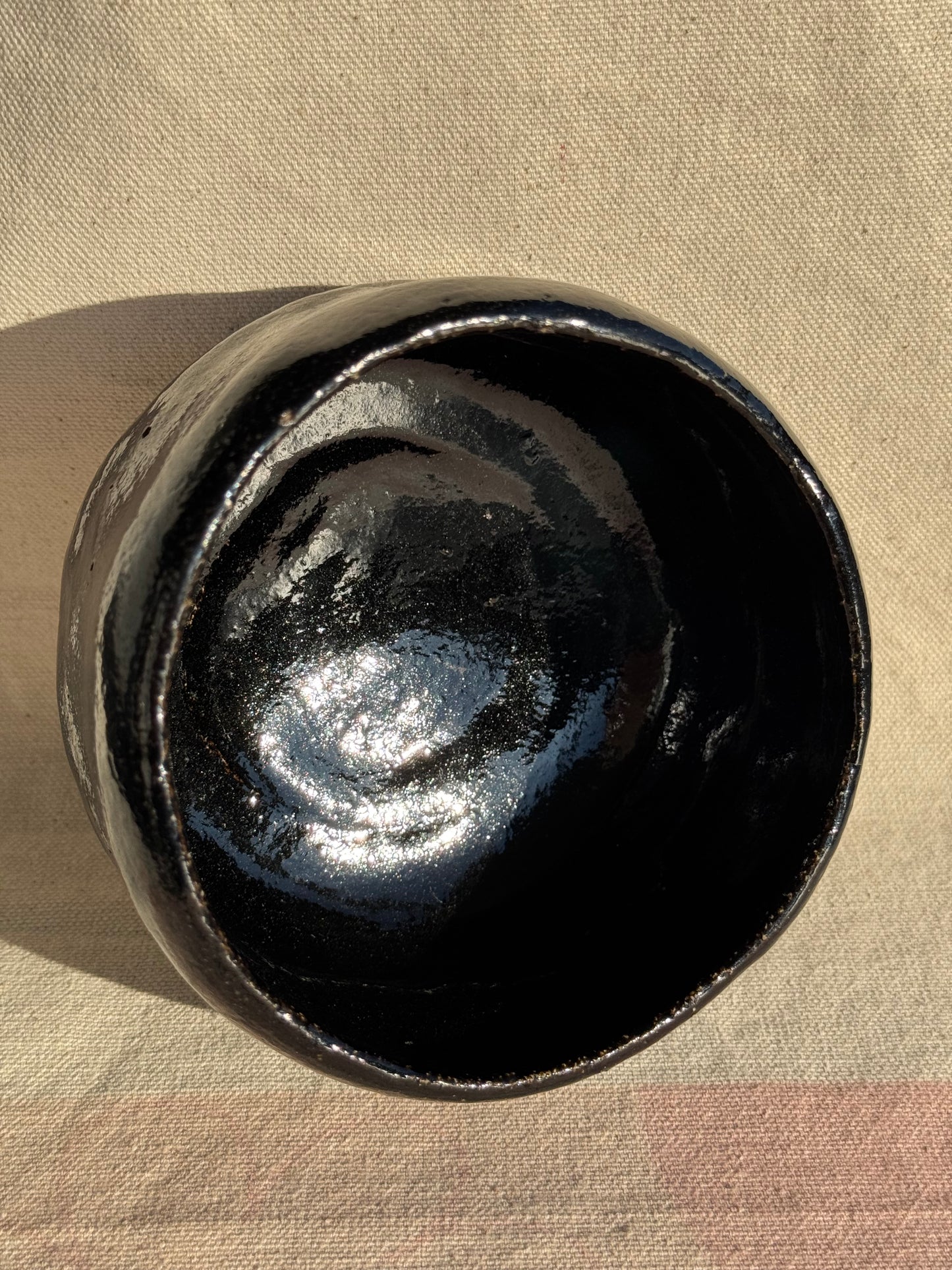 MATCHA TEA BOWL KURO RAKU WHITE LINE 🌸