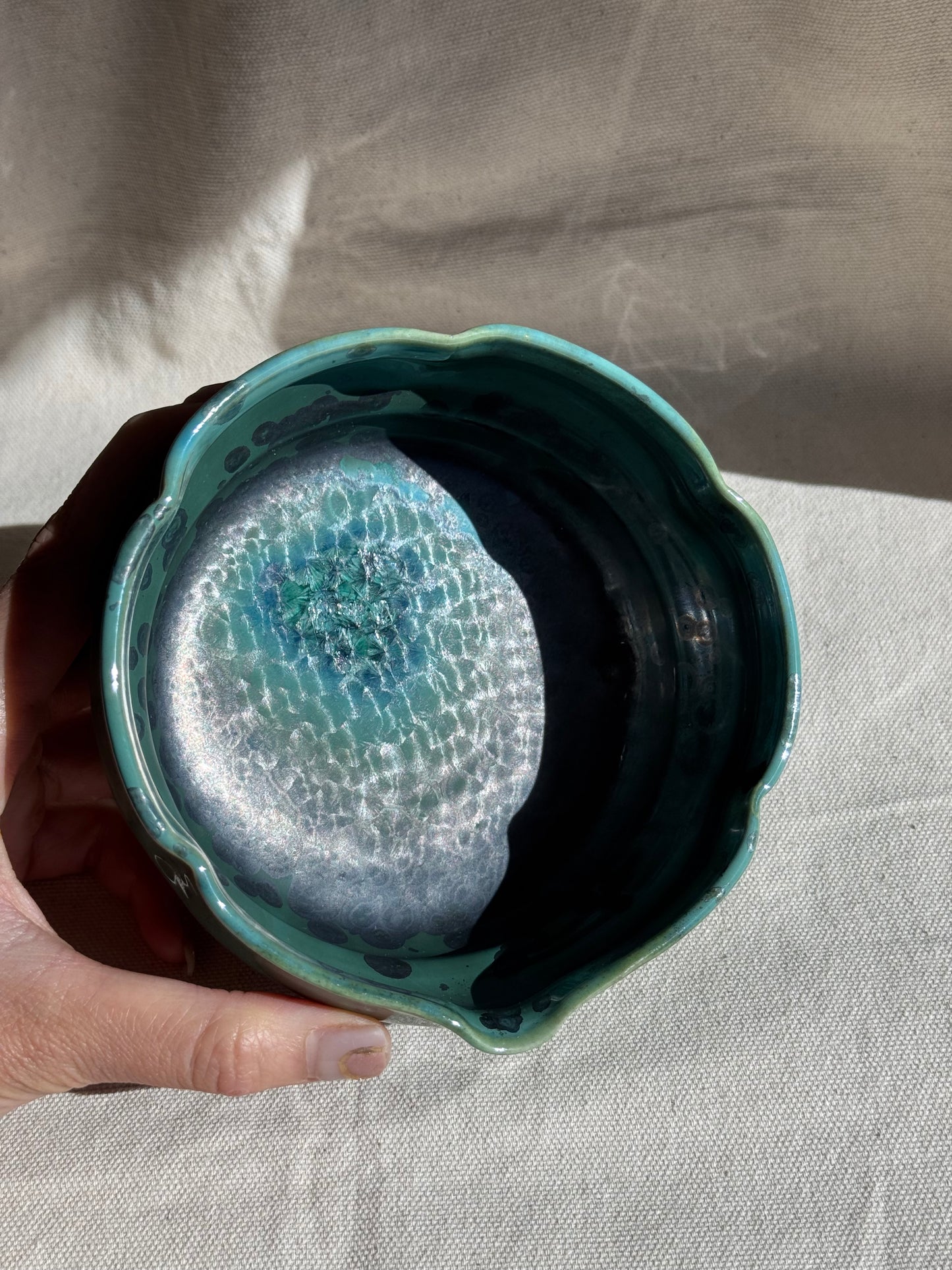 MATCHA BOWL FLORAL MATTE GREEN GLAZE KATAKUCHI 🌸