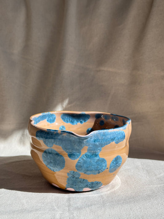 MATCHA BOWL IRREGULAR BROWN BLUE GLAZE KATAKUCHI 🌸