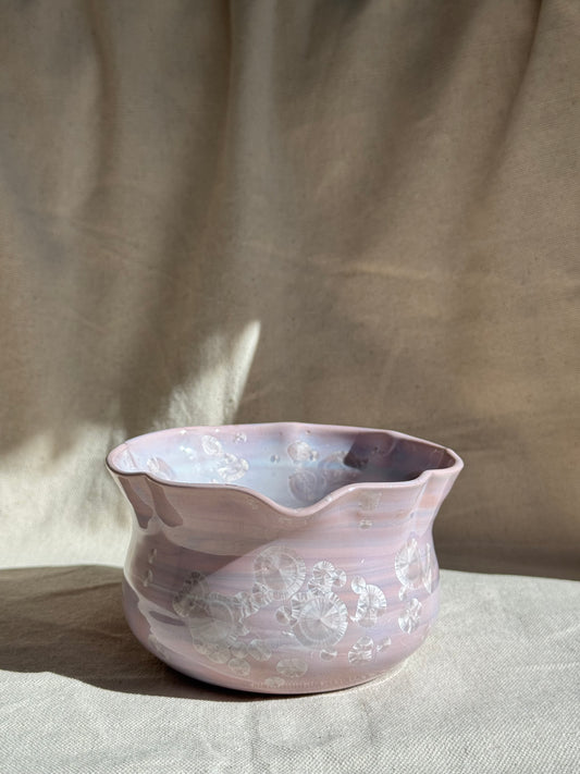 MATCHA BOWL FLORAL PINK PURPLE MARBLE GLAZE KATAKUCHI 🌸