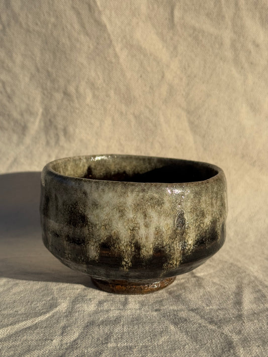 MATCHA TEA BOWL OHI RAKU DRIP GLAZE 🌸