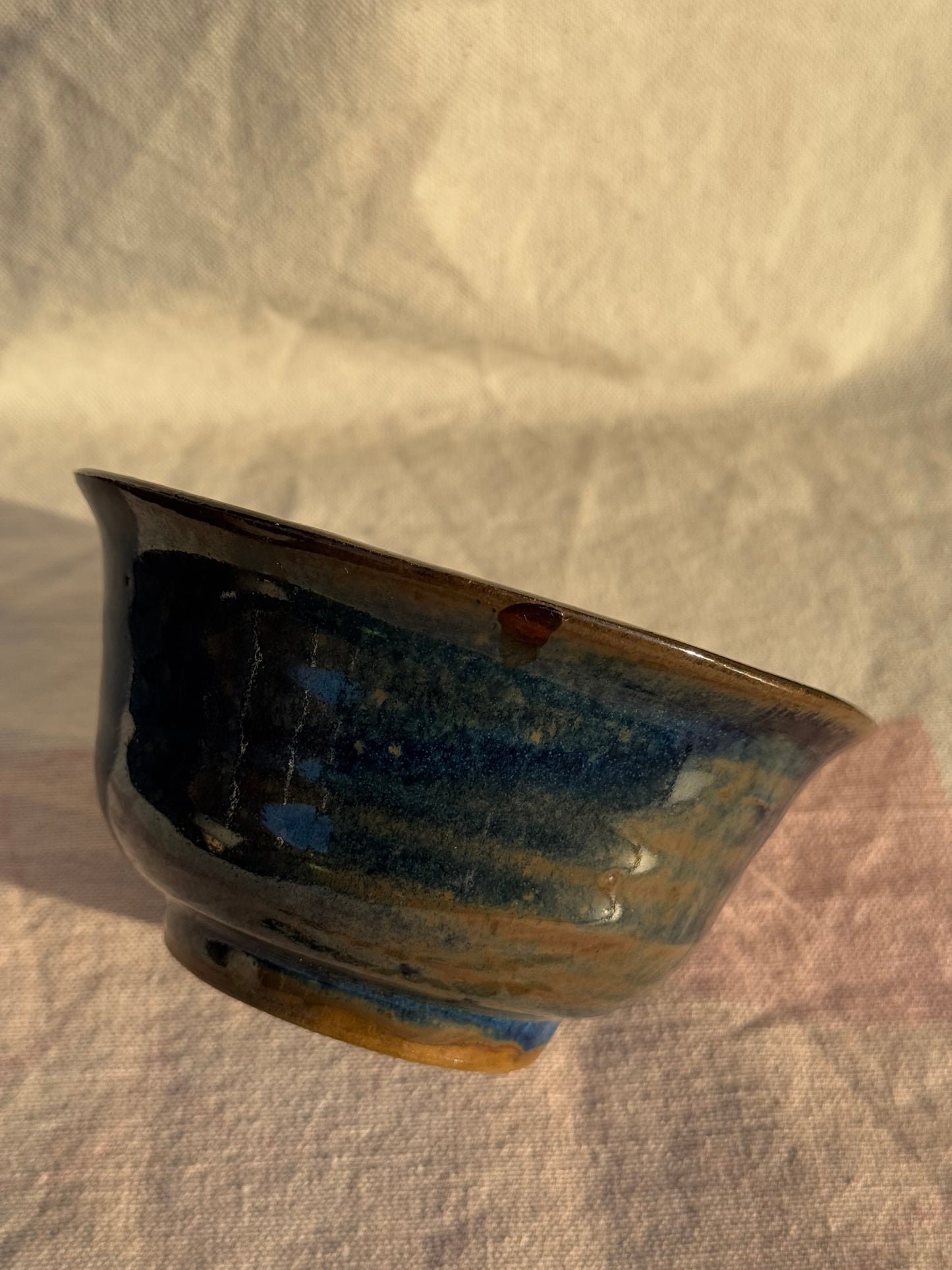 TEA BOWL BLUE BROWN GLAZE 🌸