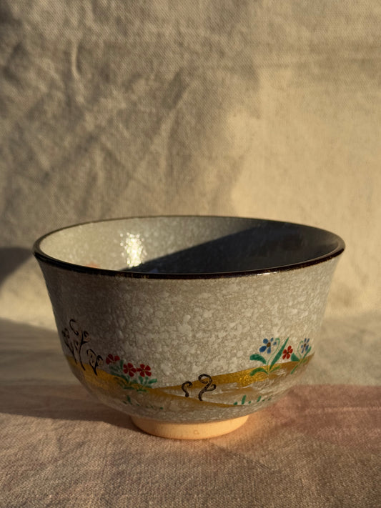 TEA BOWL KYO YAKI WHITE FLAKE GLAZE 🌸