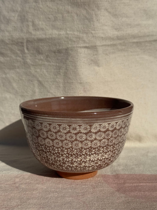 TEA BOWL KYO YAKI DEEP BROWN MISHIMA 🌸